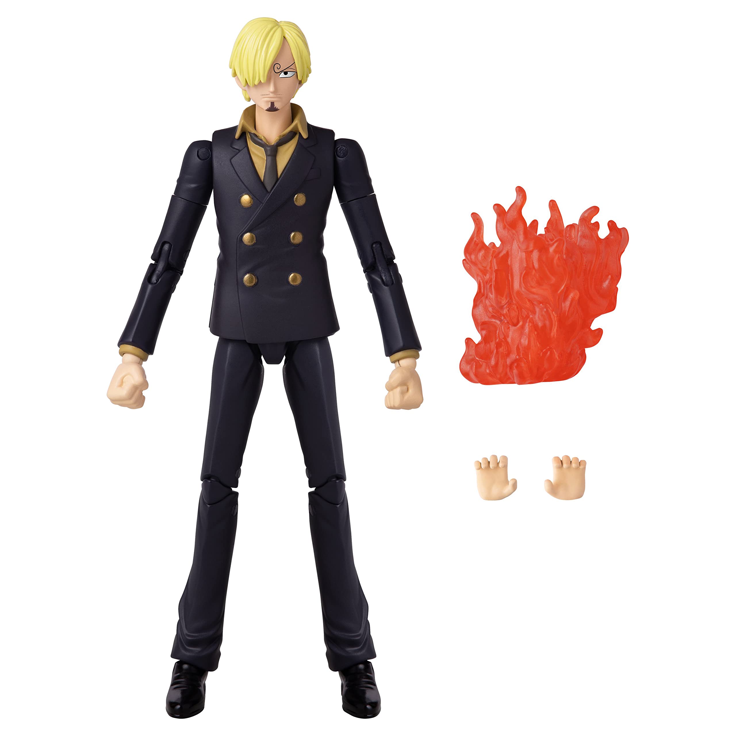 Namikaze Minato action figure by craques in black suit with interchangeable hands and fire effect accessory