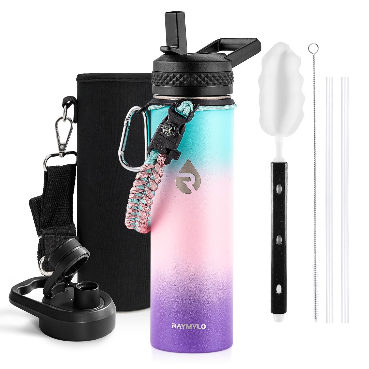 RAYMYLO One Gallon Water Bottle Insulated Triple Walled Vacuum Stainless Steel (Cold for 48 Hrs) Leak Proof & BPA-Free