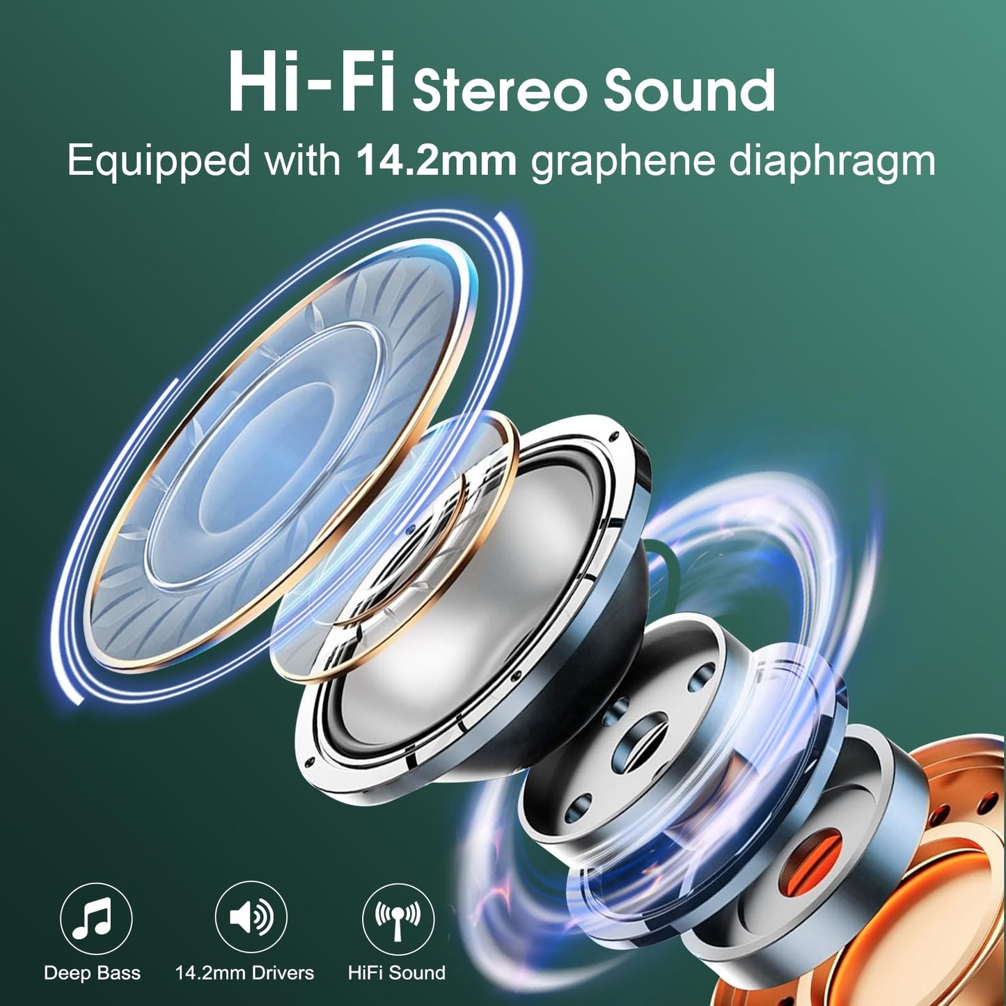 Wireless Earbuds 75hrs Bluetooth 5.4 Headphone Sport