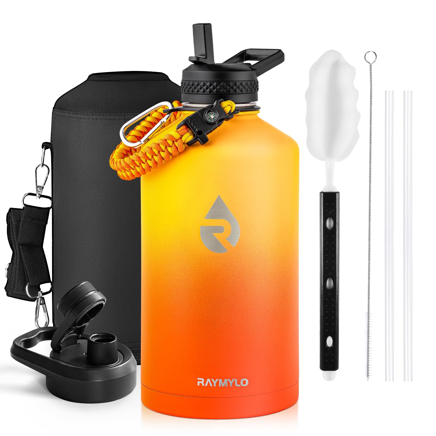 RAYMYLO One Gallon Water Bottle Insulated Triple Walled Vacuum Stainless Steel (Cold for 48 Hrs) Leak Proof & BPA-Free