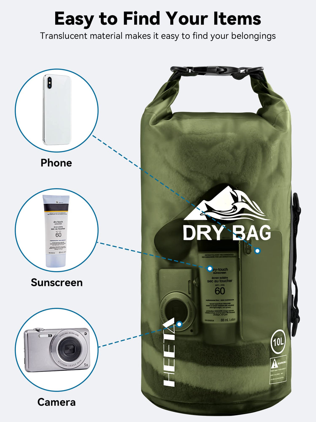 Craques Waterproof Dry Bag for Kayaking 5L with Phone Case craques