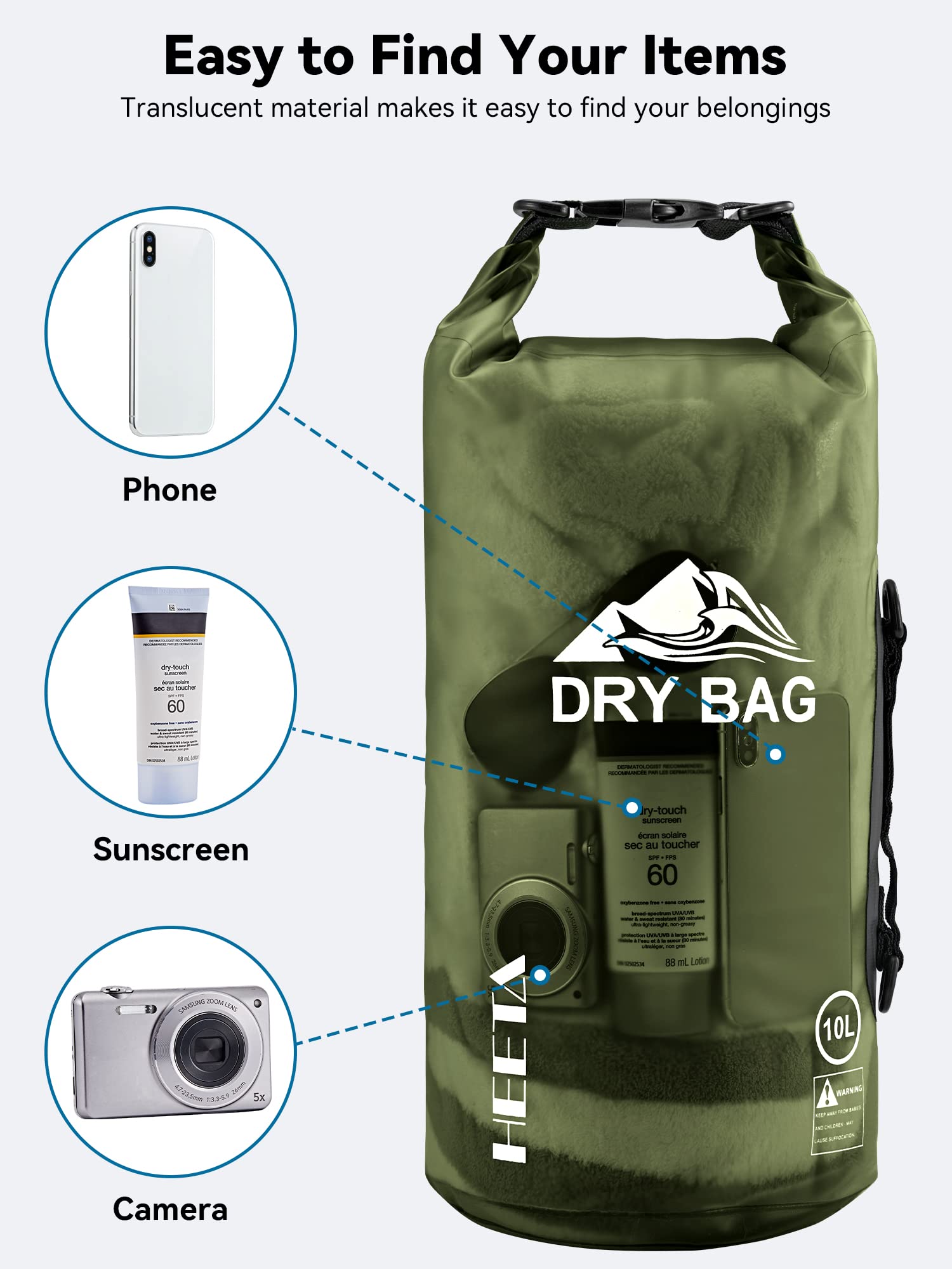 Craques Waterproof Dry Bag for Kayaking 5L with Phone Case craques