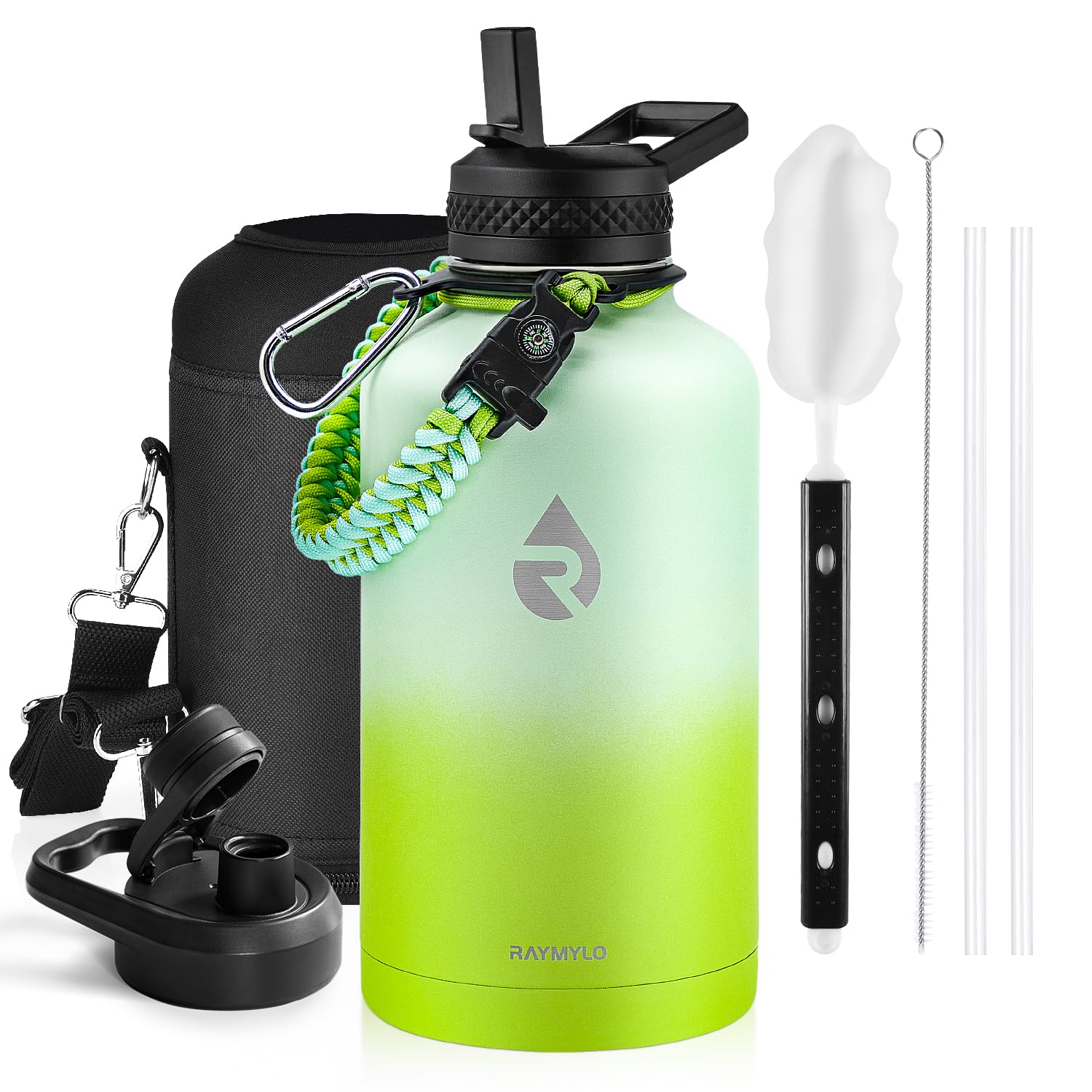 RAYMYLO One Gallon Water Bottle Insulated Triple Walled Vacuum Stainless Steel (Cold for 48 Hrs) Leak Proof & BPA-Free