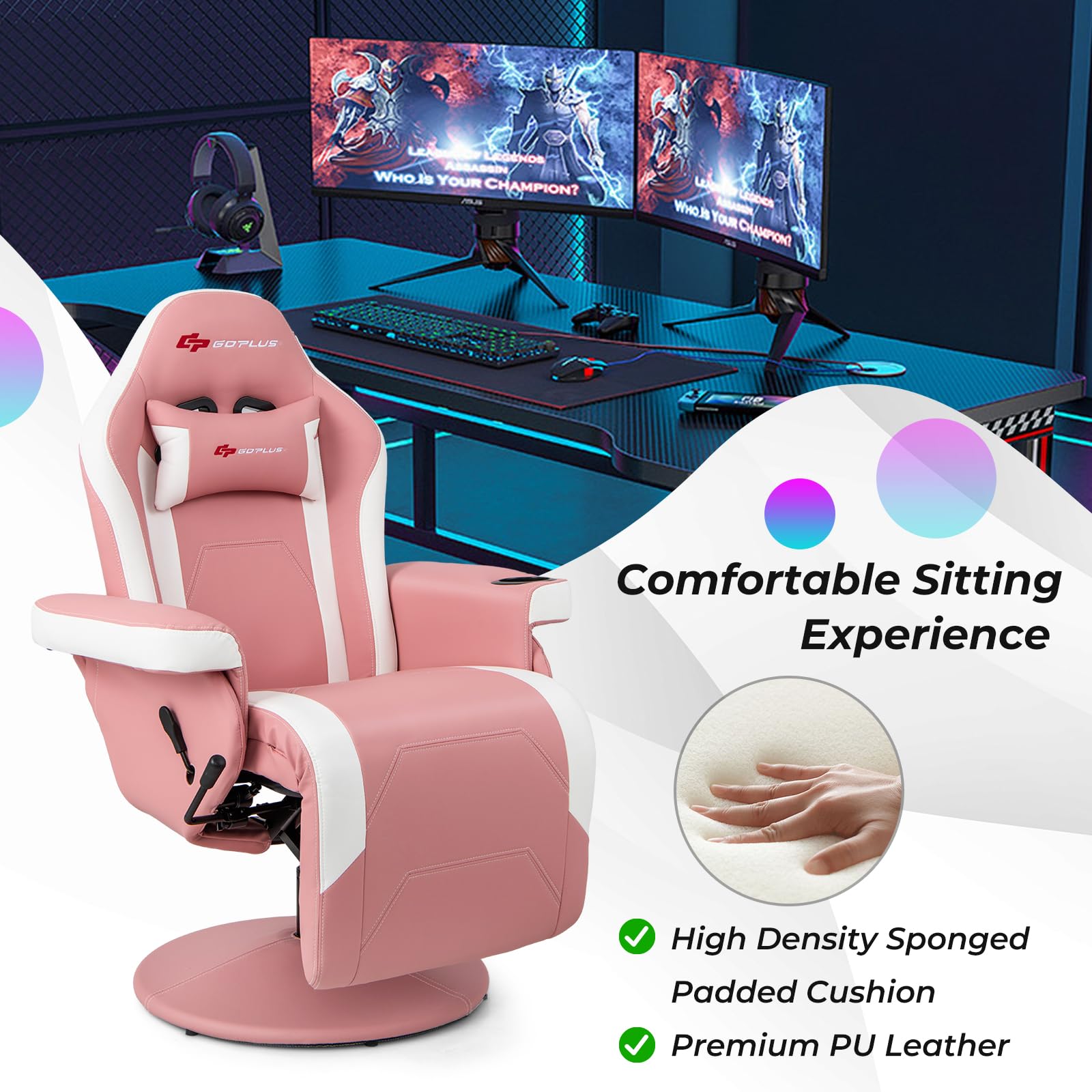 POWERSTONE Gaming Recliner, Adjustable Massage Gaming Chair - craques