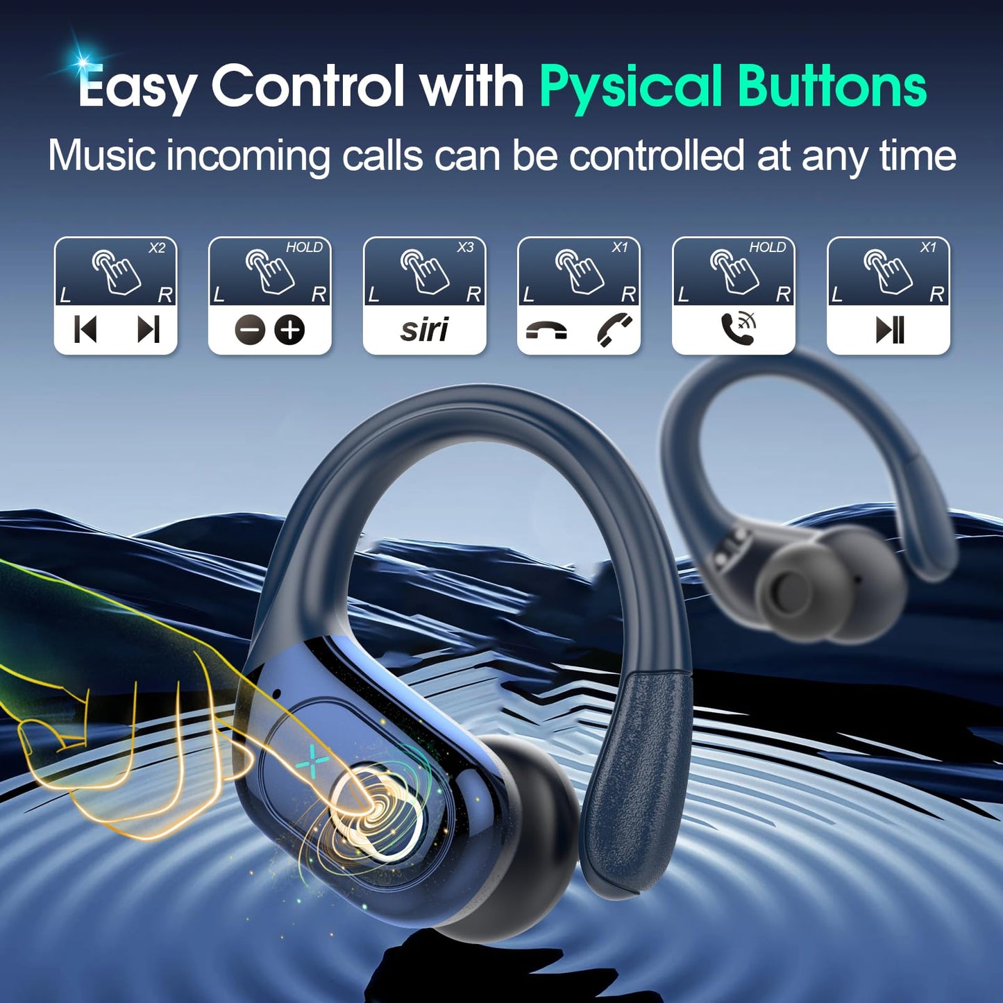 Wireless Earbuds 75hrs Bluetooth 5.4 Headphone Sport
