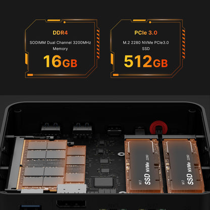 BOSGAME P4 Gaming Mini PC Ryzen 7 5700U 32GB RAM 1TB NVMe M.2 2280 SSD Windows 11 Pro Mini Computers