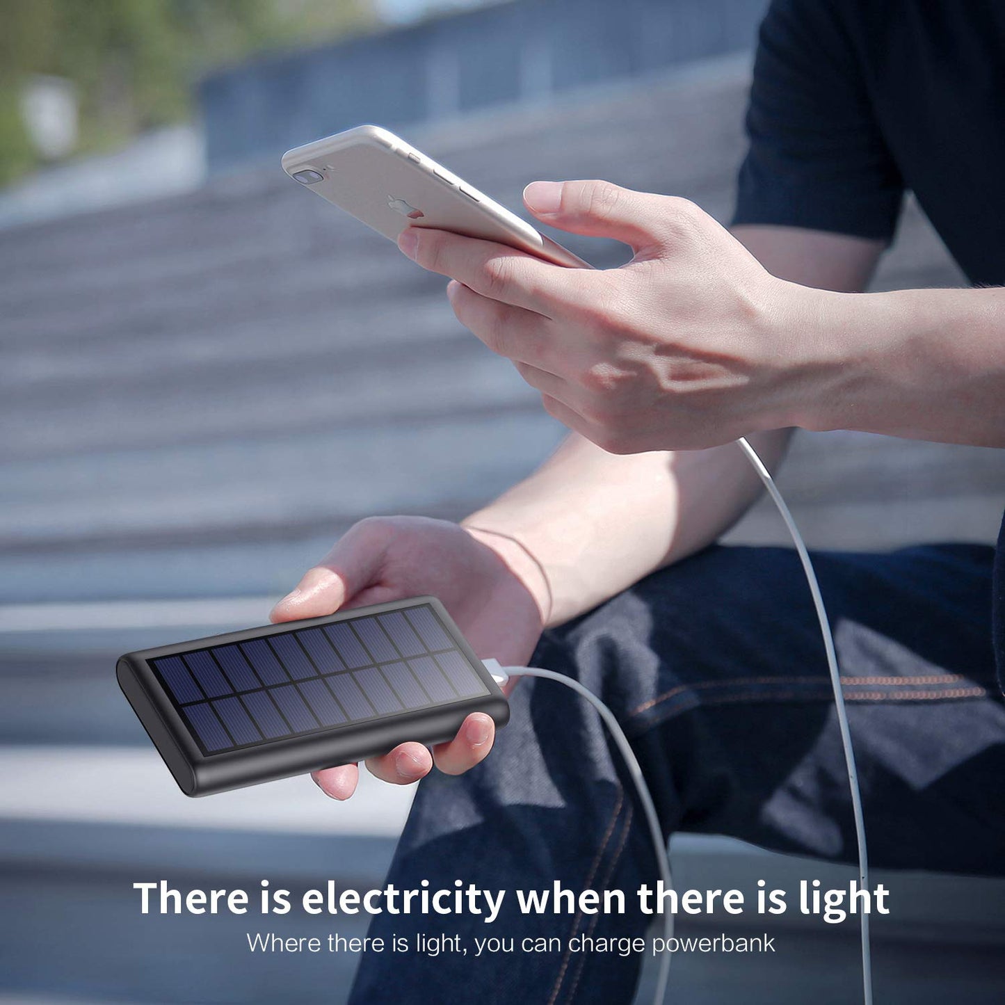 Solar Charger,26800mAh Solar Battery Power Bank Portable Panel Charger with LEDs and 2 USB Output Ports