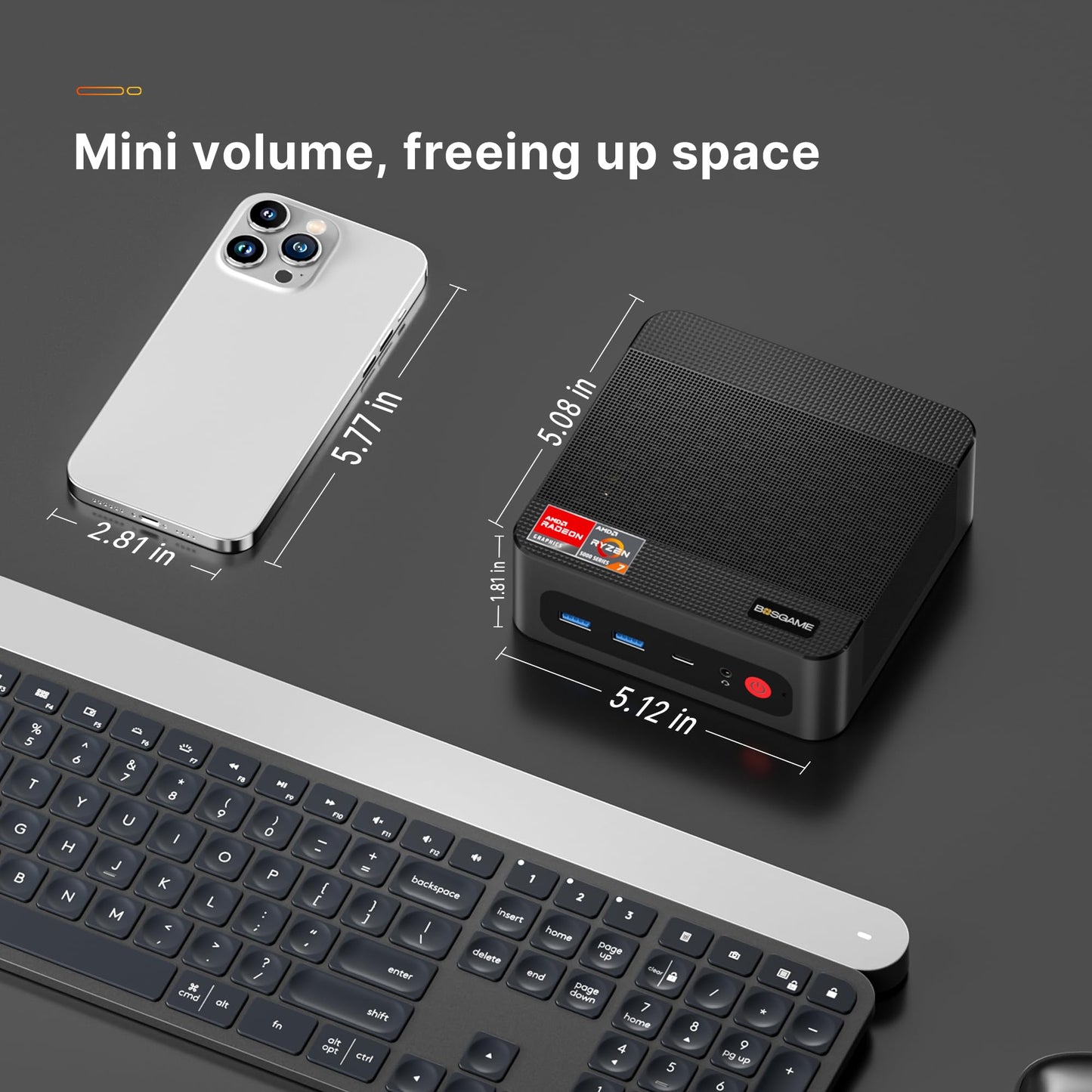 BOSGAME P4 Gaming Mini PC Ryzen 7 5700U 32GB RAM 1TB NVMe M.2 2280 SSD Windows 11 Pro Mini Computers