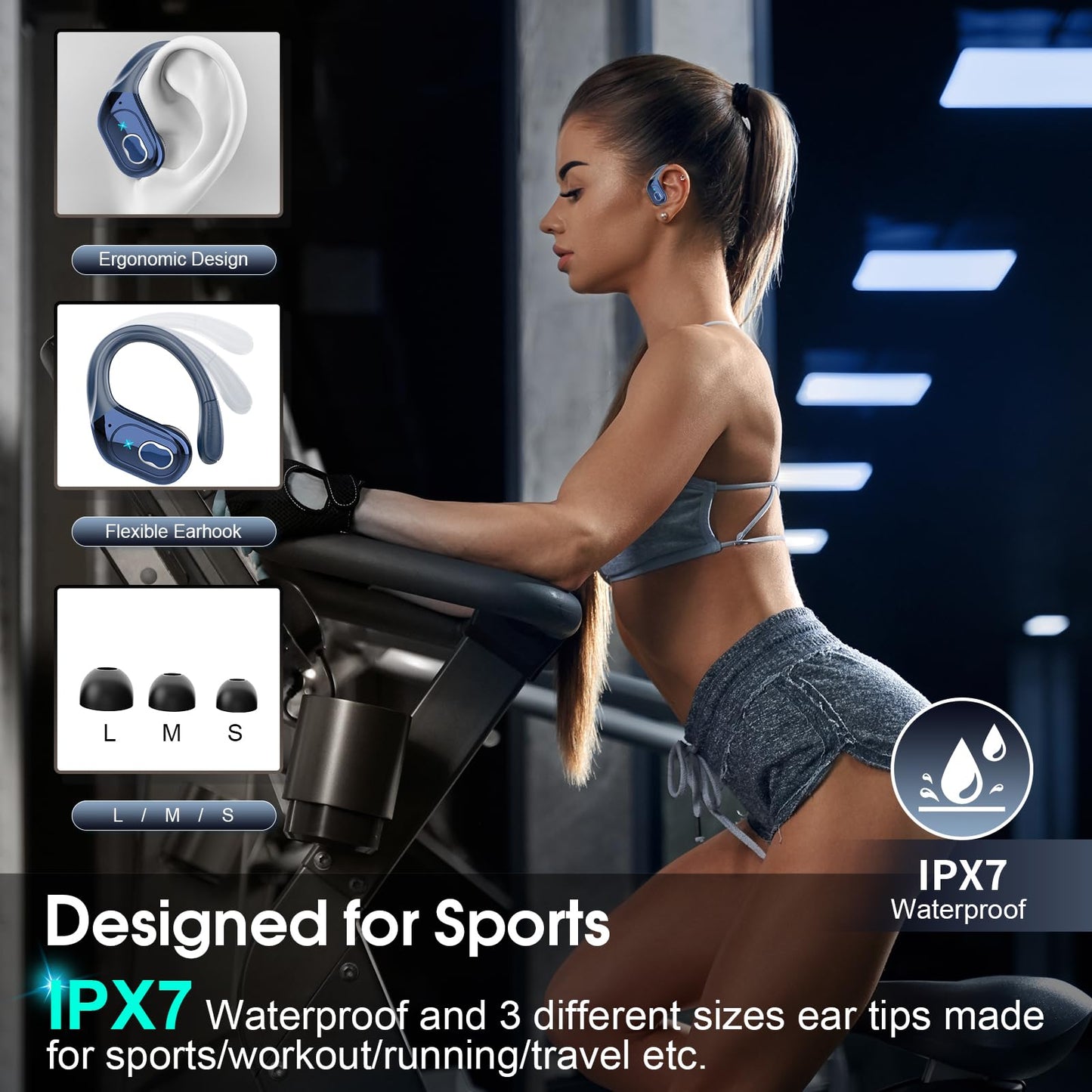 Wireless Earbuds 75hrs Bluetooth 5.4 Headphone Sport