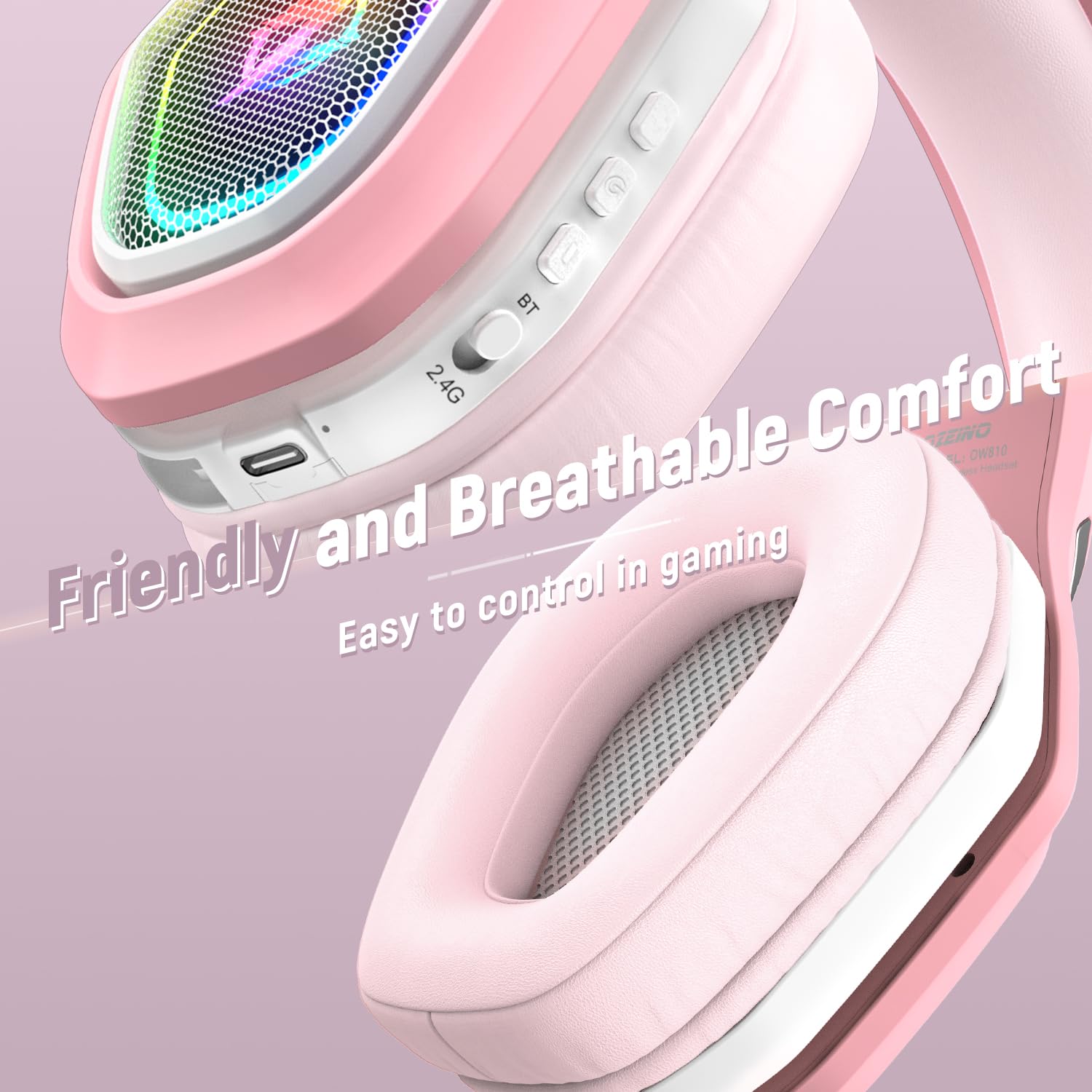 Craques Wireless Gaming Headset for PC with RGB Lighting