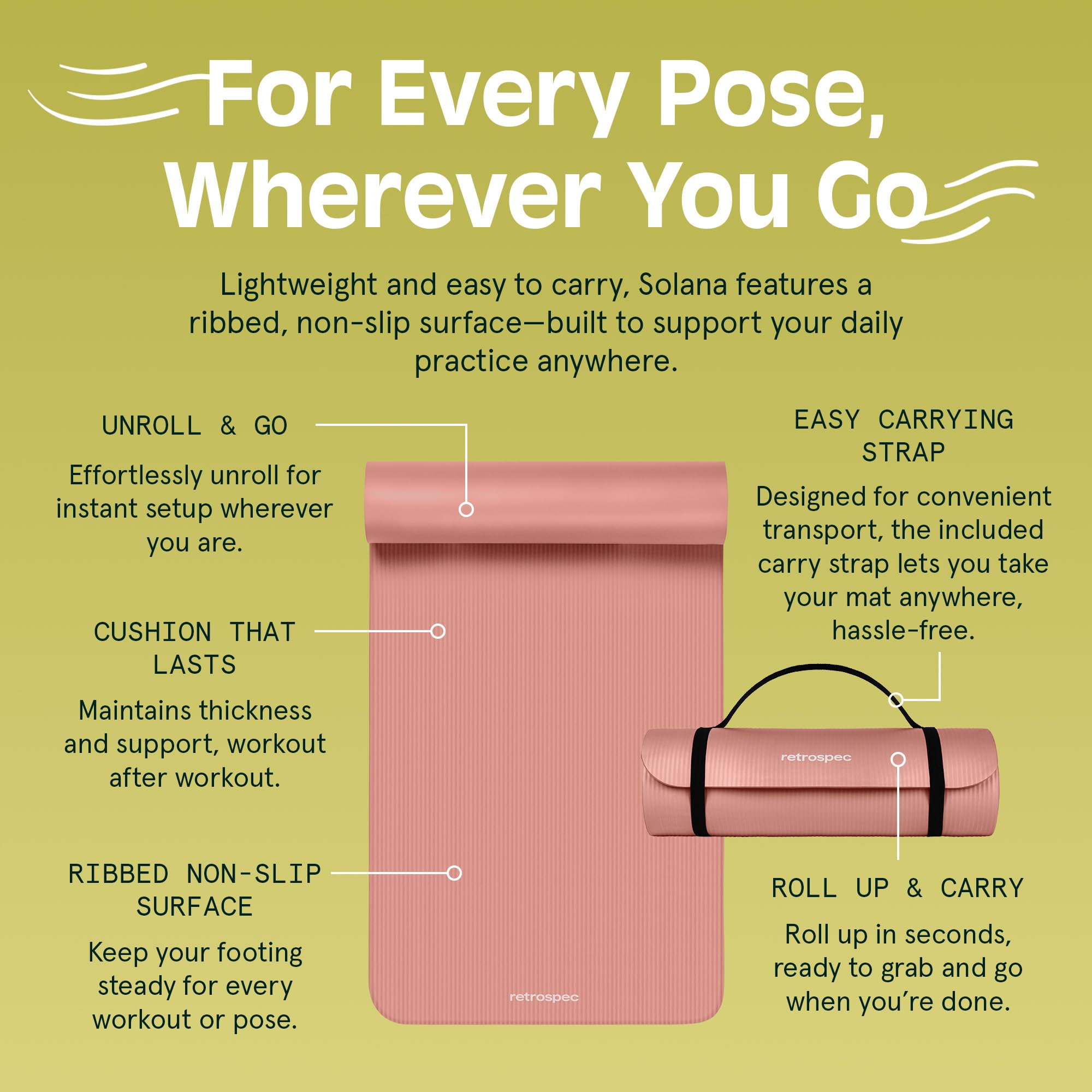 Retrospec Solana Yoga Mat 1/2" Thick - craques