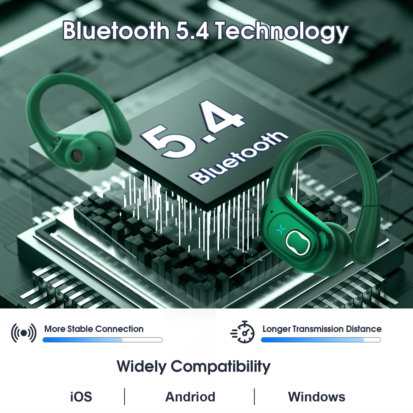 Wireless Earbuds 75hrs Bluetooth 5.4 Headphone Sport
