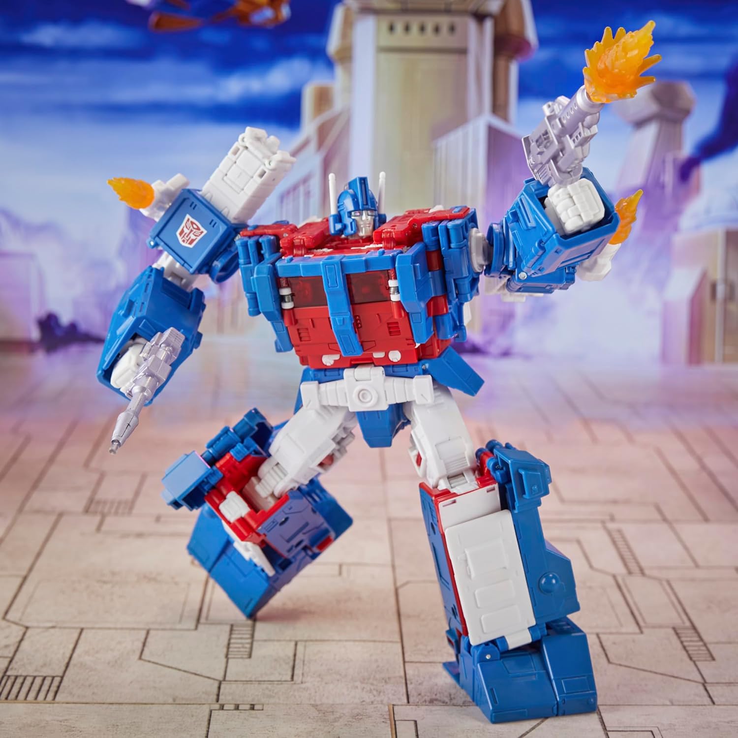 Transformers Ultra Magnus action figure by craques in dynamic pose with blaster effects