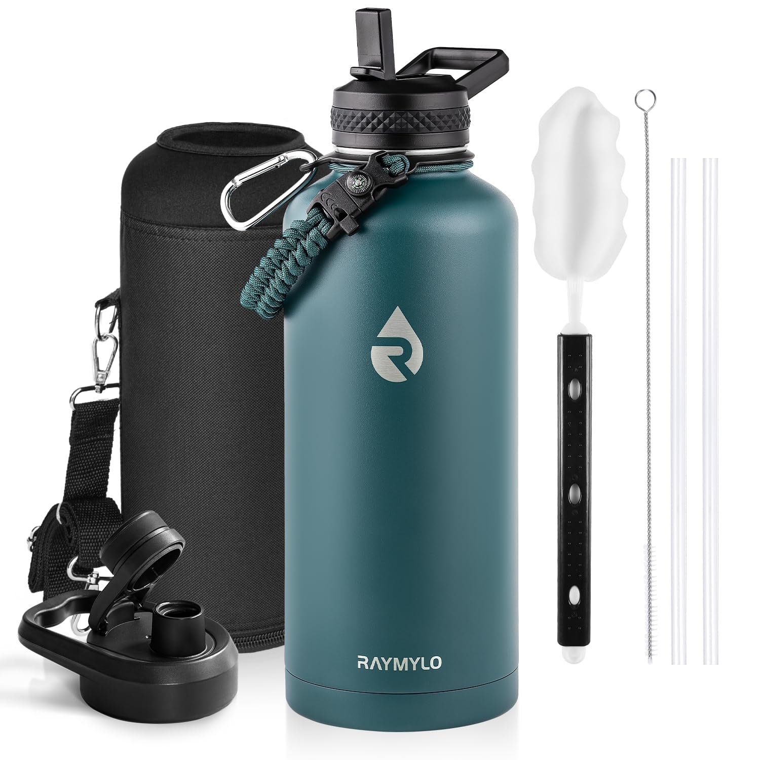 RAYMYLO One Gallon Water Bottle Insulated Triple Walled Vacuum Stainless Steel (Cold for 48 Hrs) Leak Proof & BPA-Free