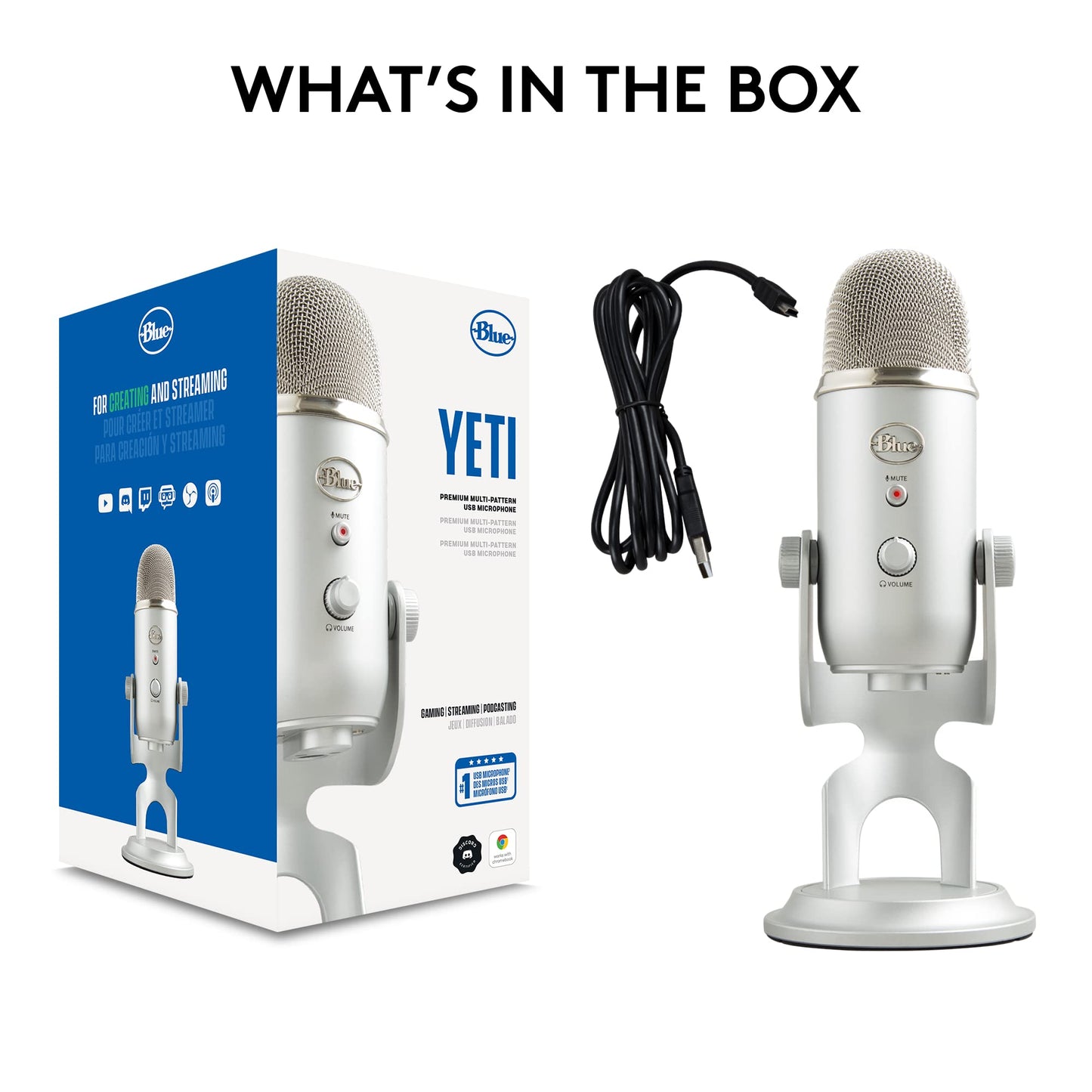 Blue Yeti USB Microphone for PC, Mac, Gaming, Recording, Streaming, Podcasting
