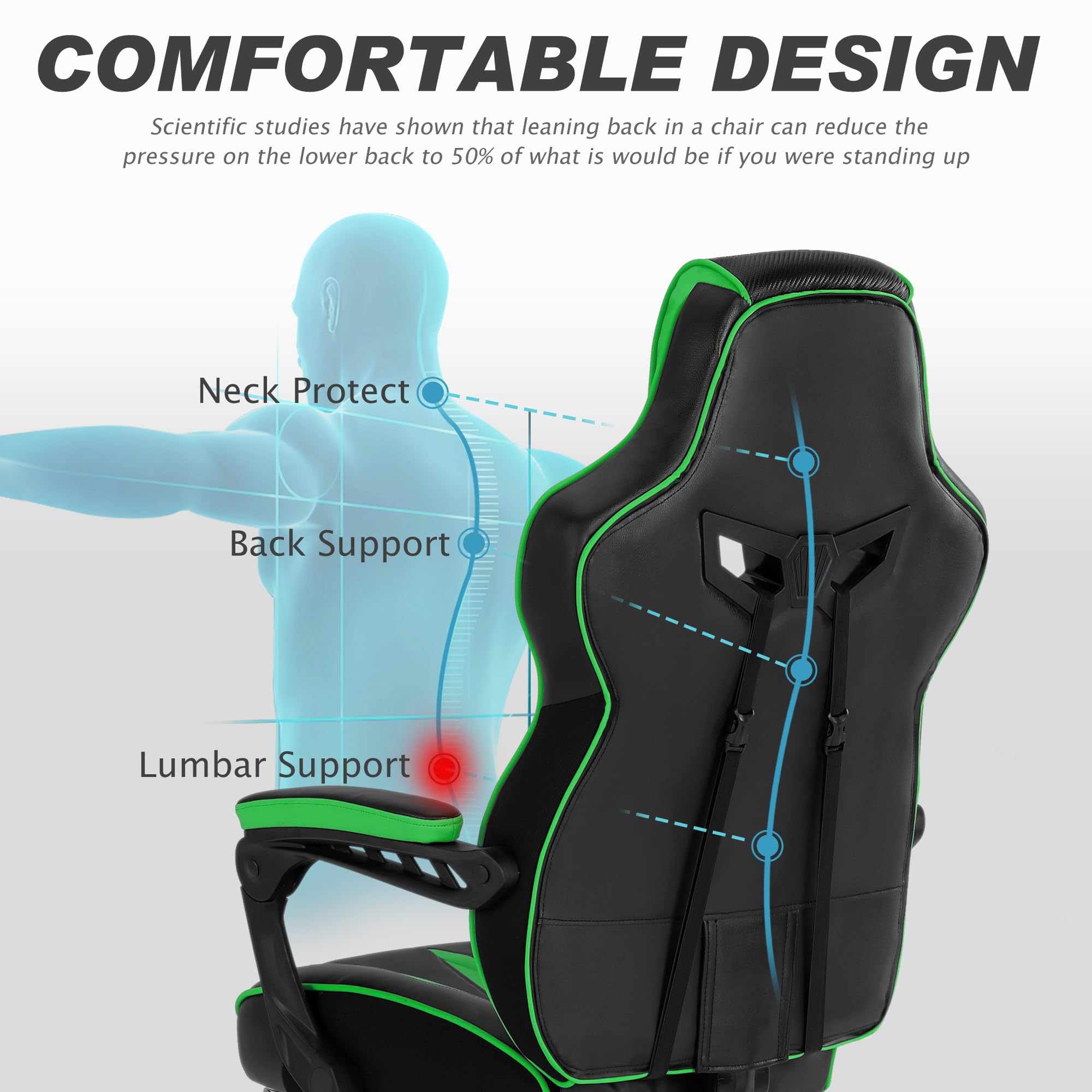 Vonesse Gaming Chair with Footrest by Craques - White & Pink