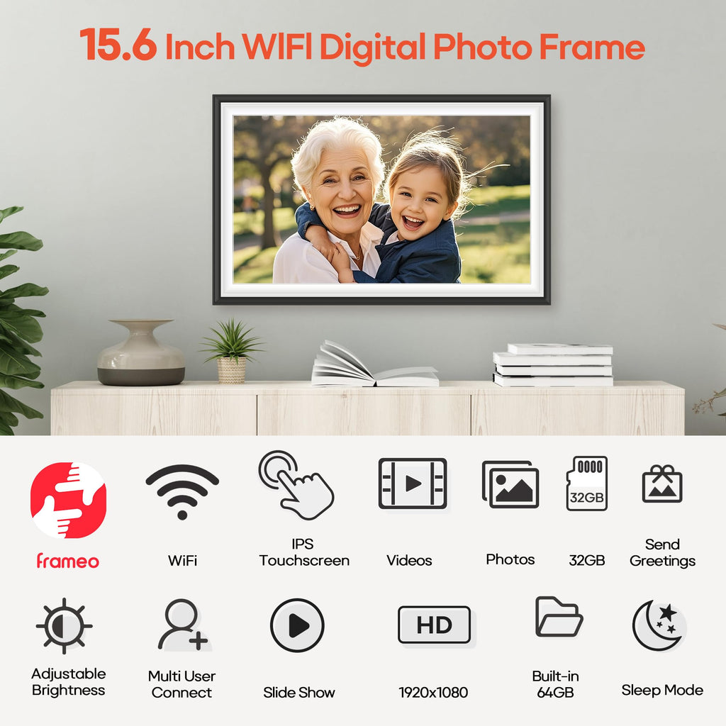 Craques Frameo WiFi Digital Picture Frame with Wood Finish craques