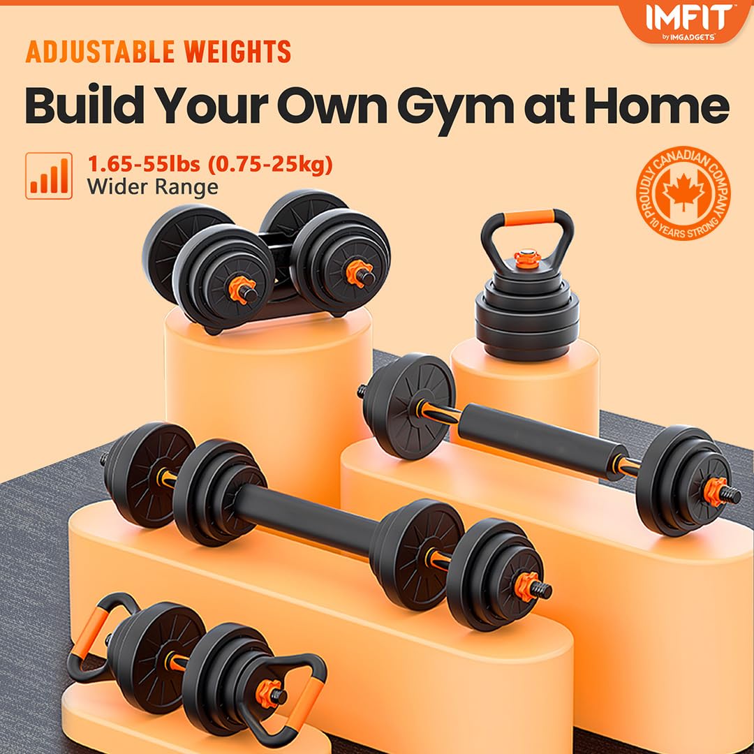IMFit 5lb-52.5lb Adjustable Dumbbells Single/Pair (Set of 2) with Free Hand Grip