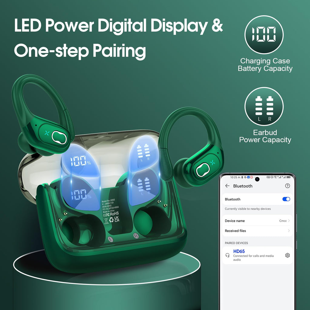 Wireless Earbuds 75hrs Bluetooth 5.4 Headphone Sport - craques