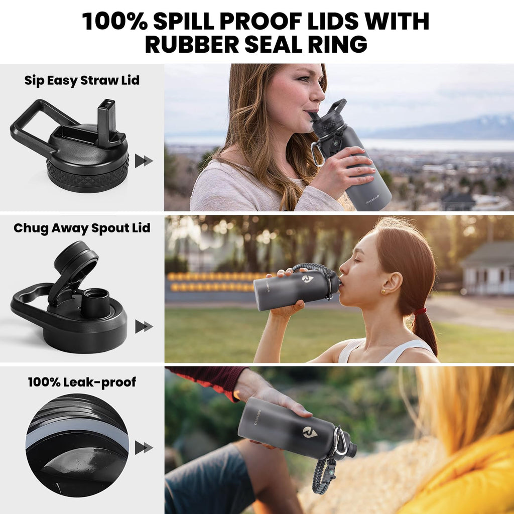 RAYMYLO One Gallon Water Bottle Insulated Triple Walled Vacuum Stainless Steel (Cold for 48 Hrs) Leak Proof & BPA-Free