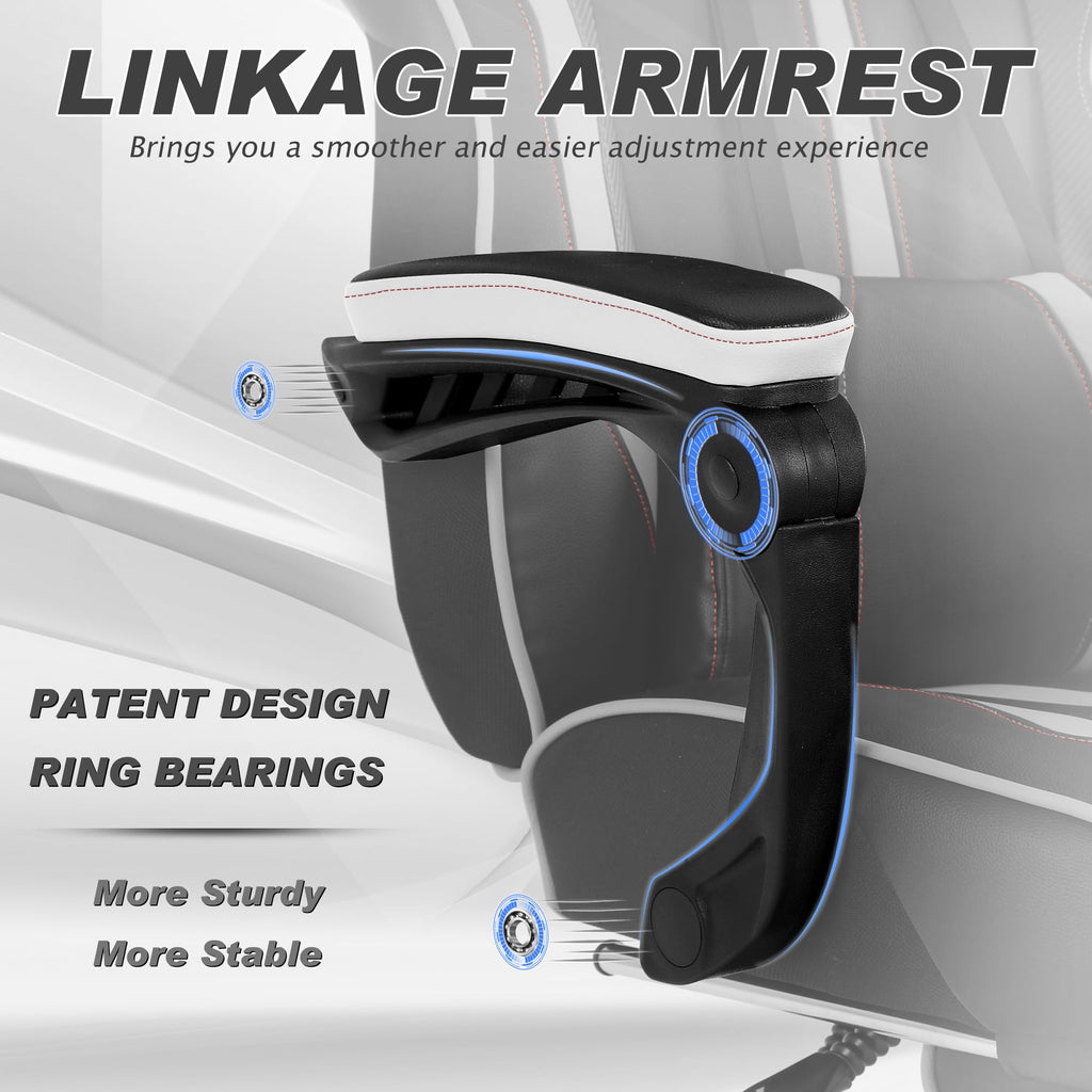 Vonesse Gaming Chair with Footrest by Craques - White & Pink