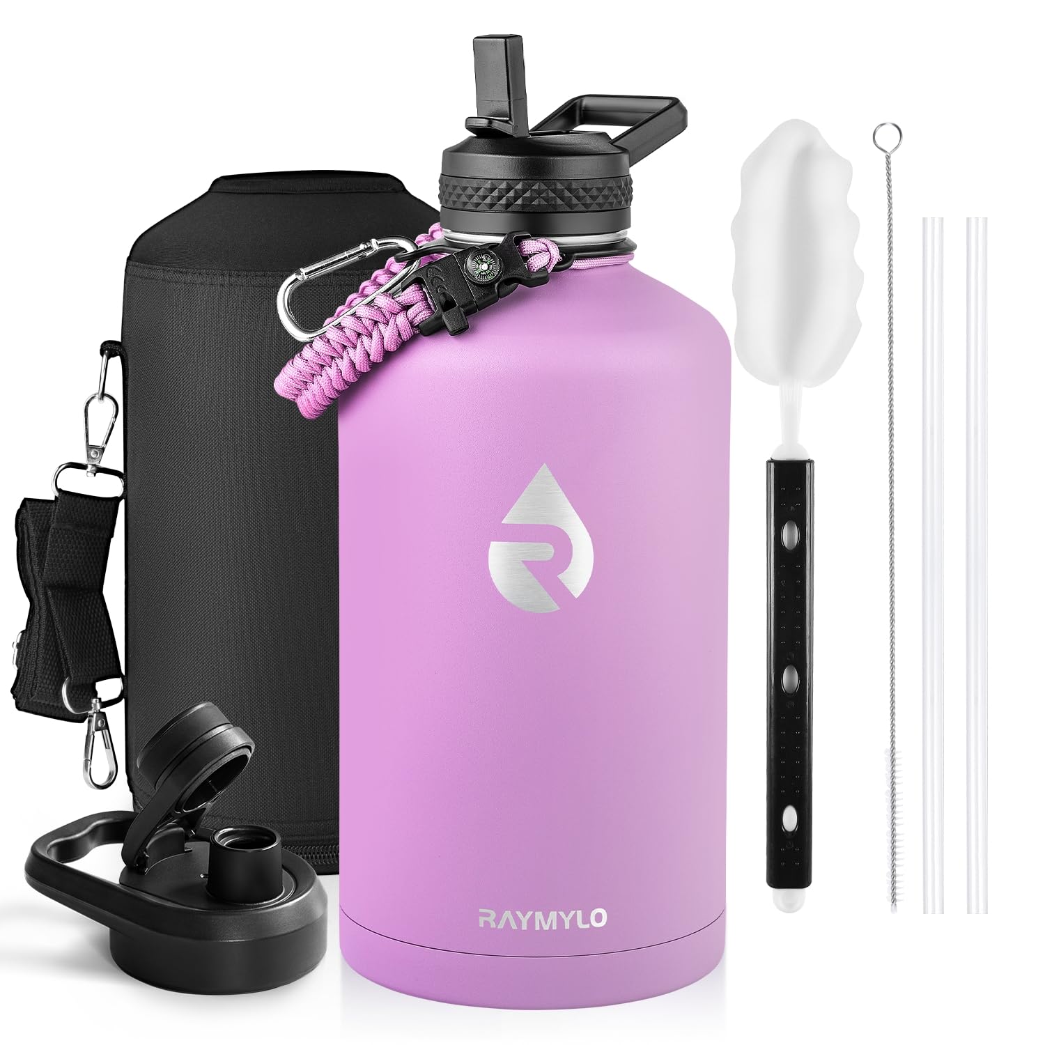 RAYMYLO One Gallon Water Bottle Insulated Triple Walled Vacuum Stainless Steel (Cold for 48 Hrs) Leak Proof & BPA-Free