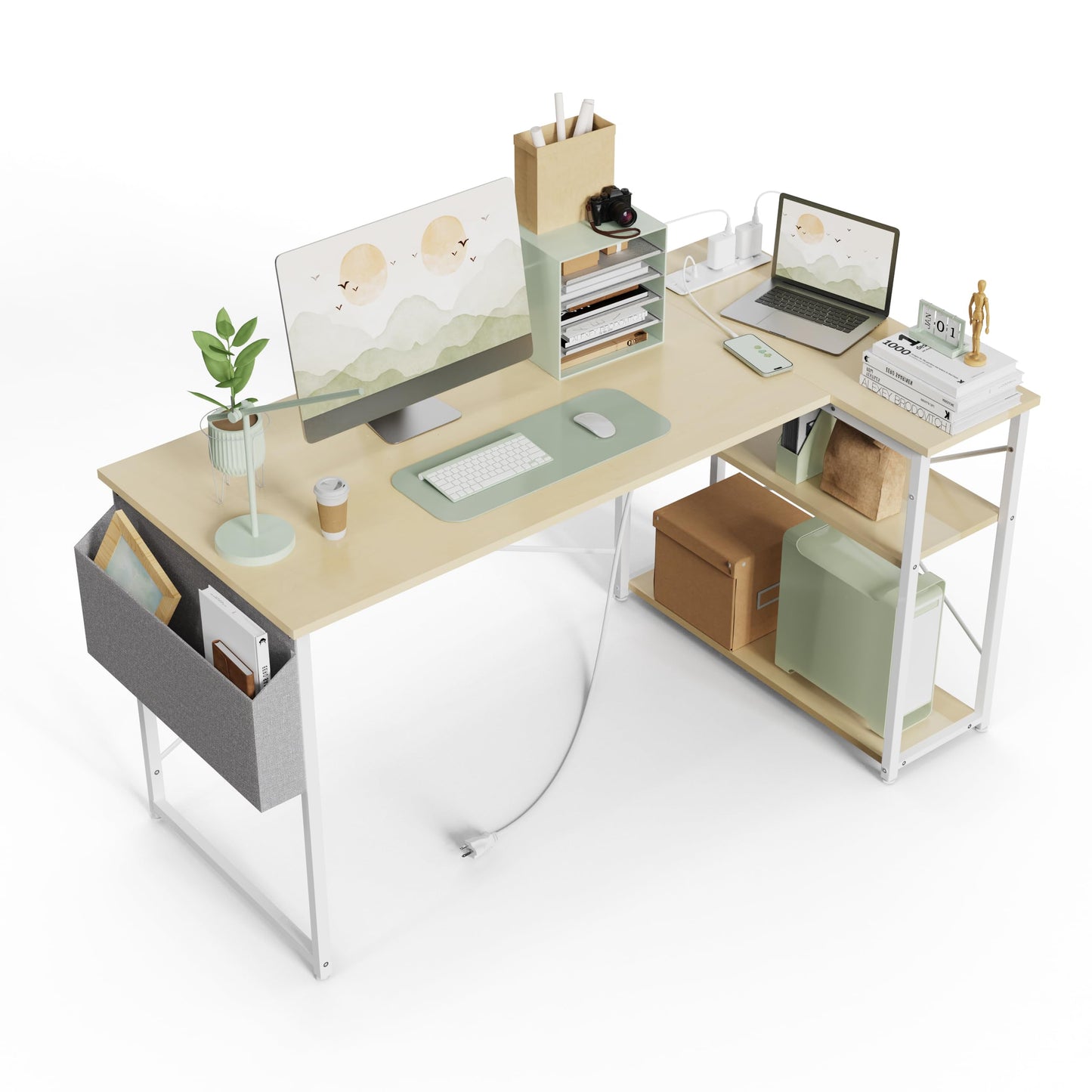 BEXEVUE Computer Desk with Power Outlets