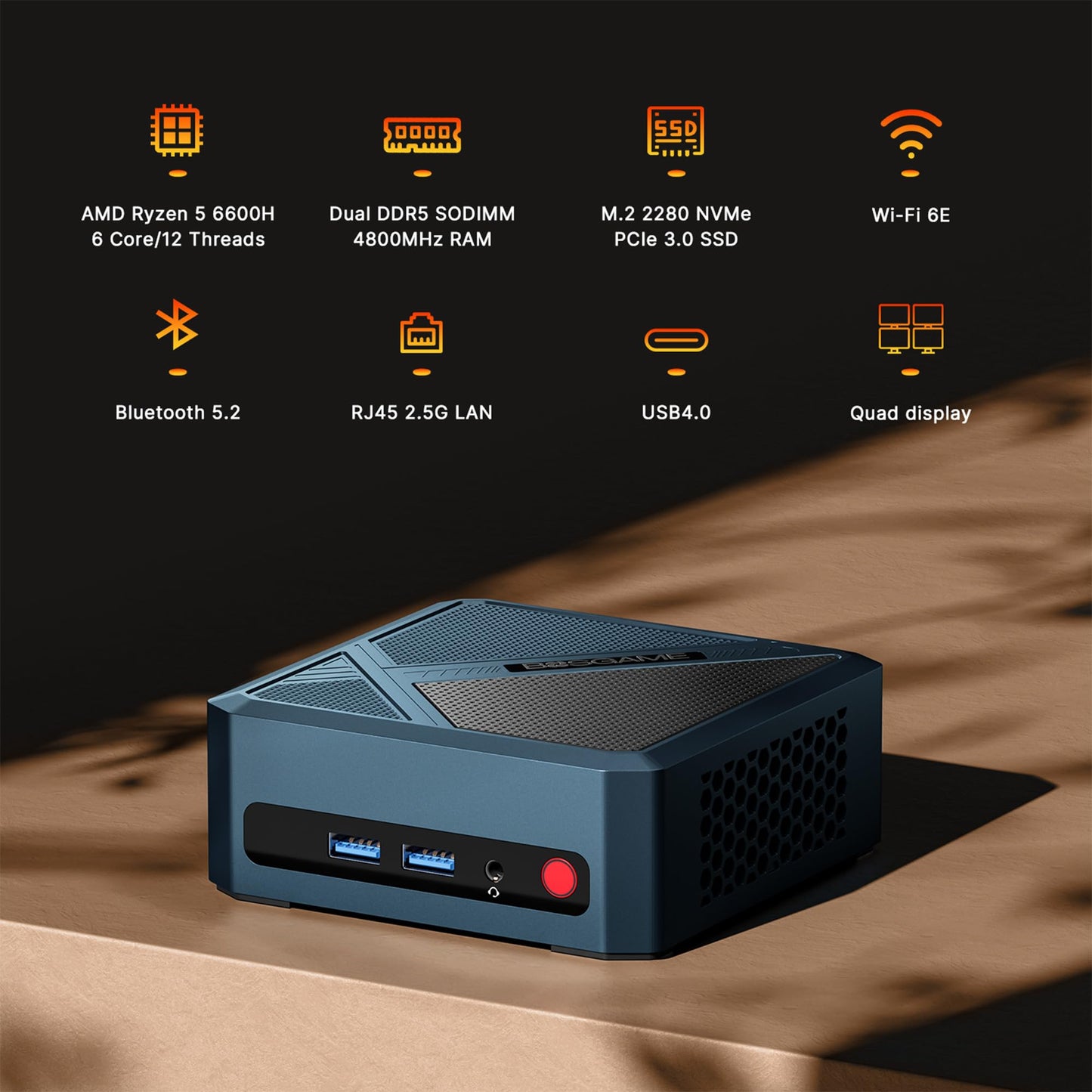 BOSGAME P4 Gaming Mini PC Ryzen 7 5700U 32GB RAM 1TB NVMe M.2 2280 SSD Windows 11 Pro Mini Computers