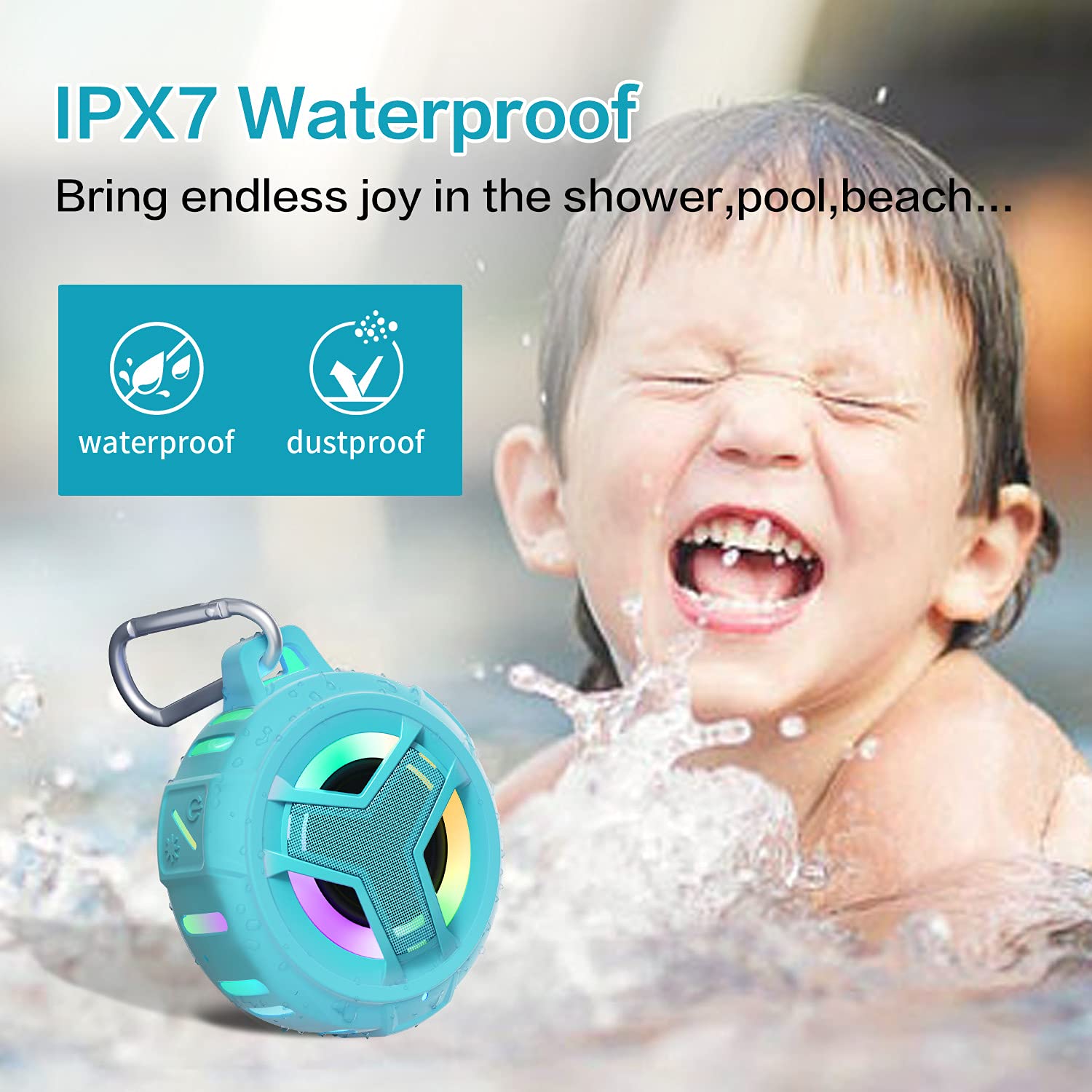 Craques Waterproof Bluetooth Shower Speaker with LED Lights craques