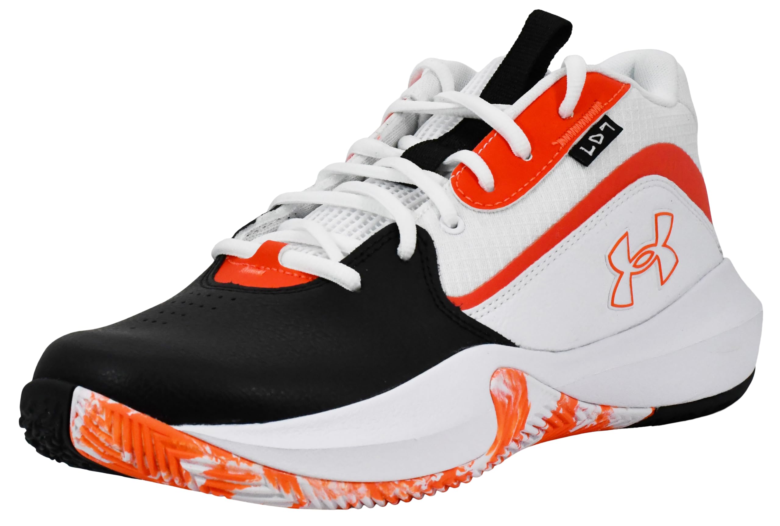 Under Armour Lockdown 7 Sneakers - Lightweight Basketball Shoes - 14.5 Women/13 Men / (004) Black/White/Ares Red