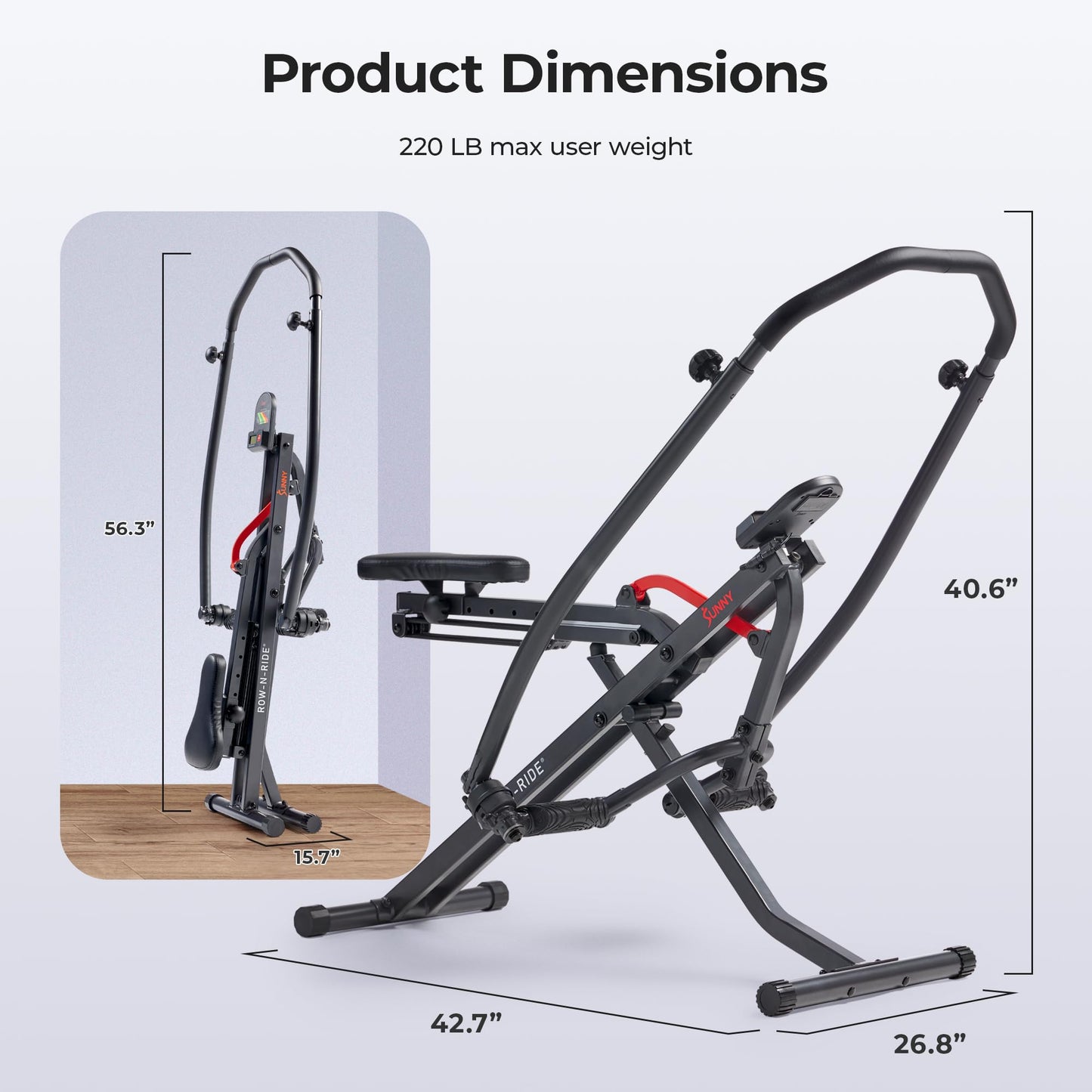 Sunny Health & Fitness Smart Compact Full Motion Rowing Machine, Full-Body Workout