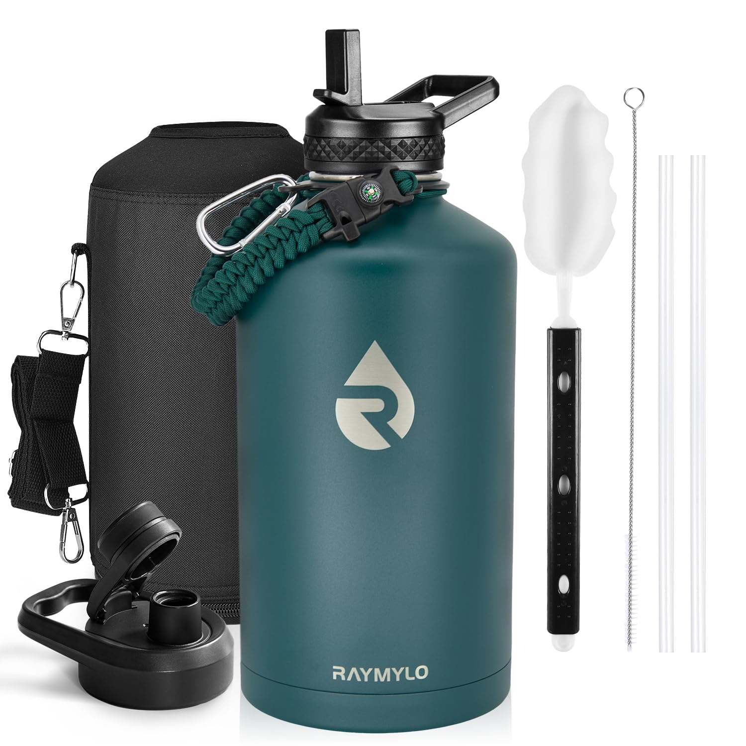 RAYMYLO One Gallon Water Bottle Insulated Triple Walled Vacuum Stainless Steel (Cold for 48 Hrs) Leak Proof & BPA-Free