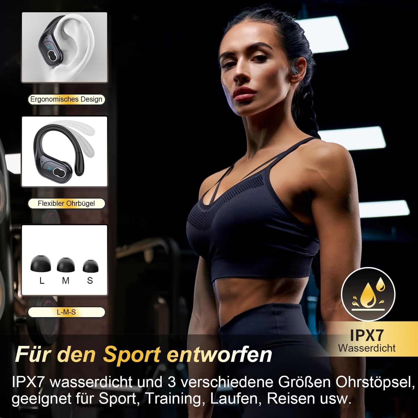 Wireless Earbuds 75hrs Bluetooth 5.4 Headphone Sport
