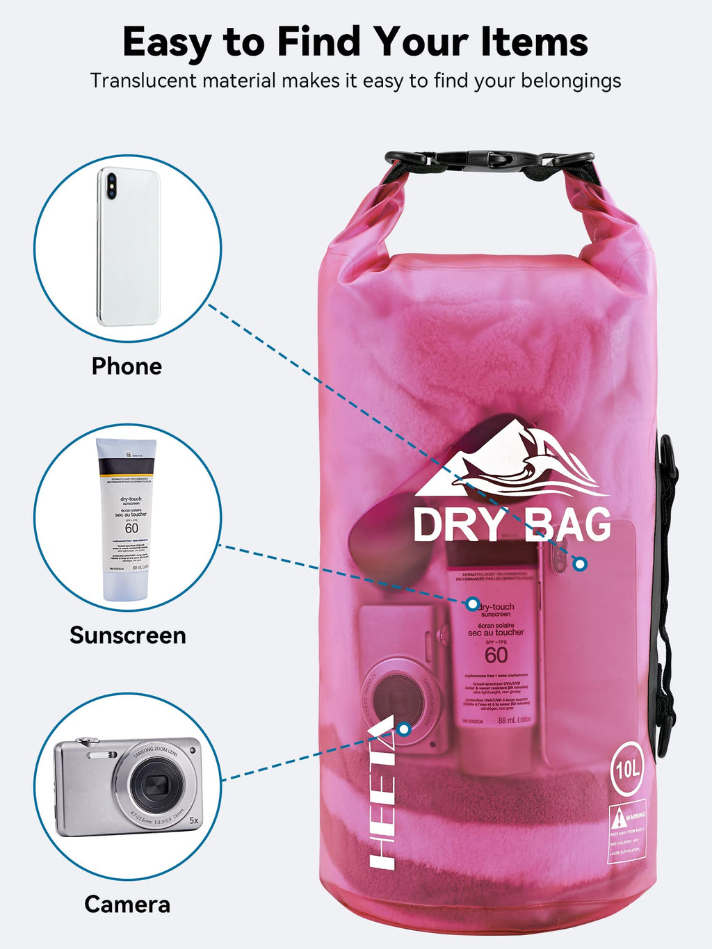 Craques Waterproof Dry Bag for Kayaking 5L with Phone Case craques