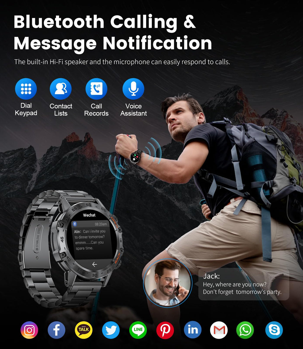 LIGE Military Smart Watch, 1.39'' HD Tactical Smart Watch for Men - craques