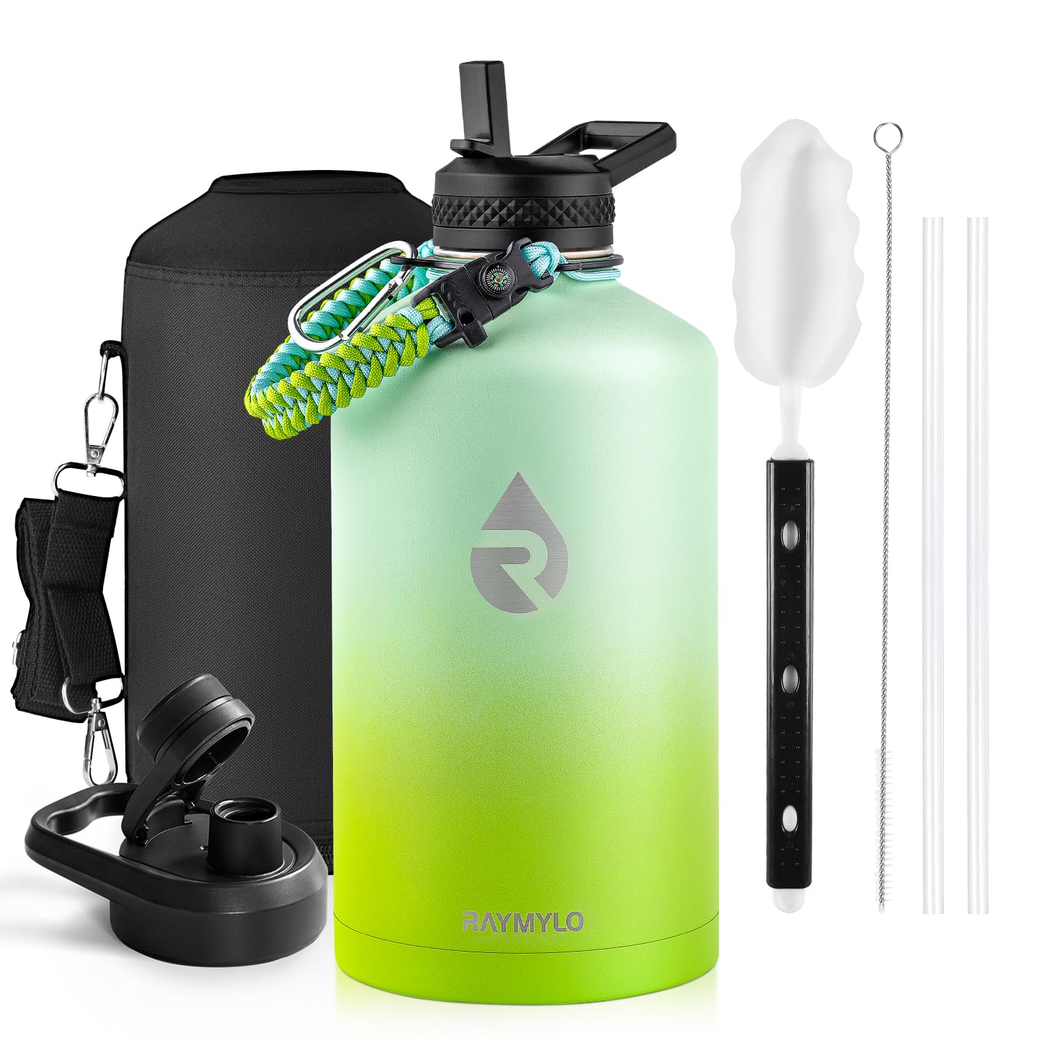 RAYMYLO One Gallon Water Bottle Insulated Triple Walled Vacuum Stainless Steel (Cold for 48 Hrs) Leak Proof & BPA-Free