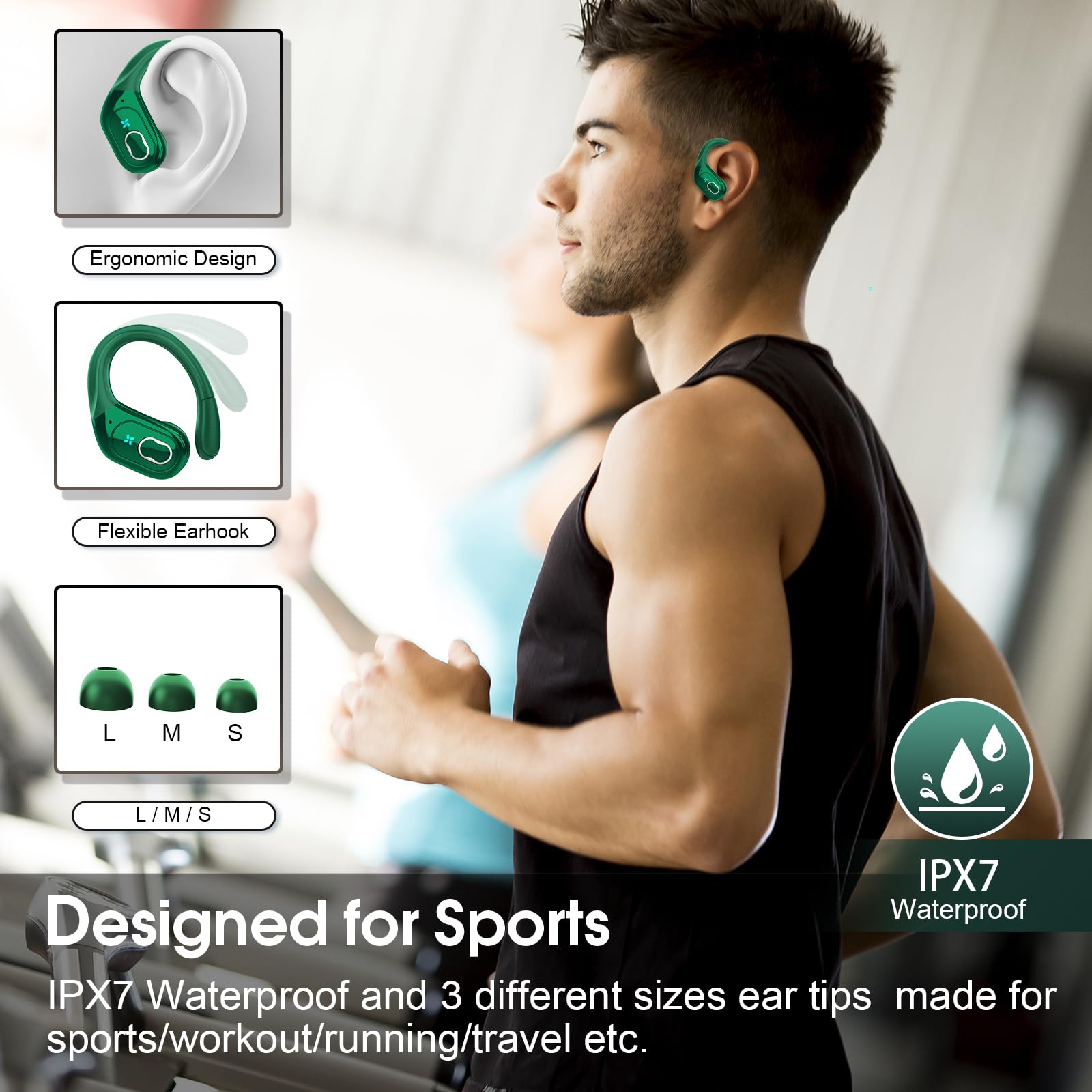 Wireless Earbuds 75hrs Bluetooth 5.4 Headphone Sport - craques