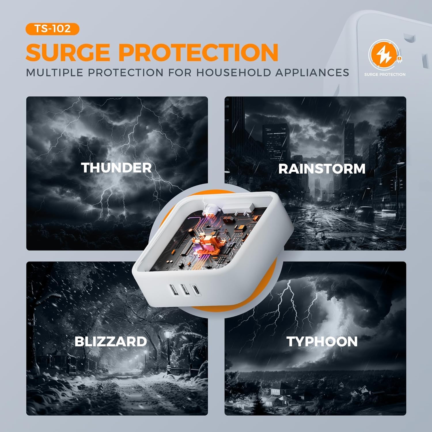 Flat Plug Extension Cord Indoor 5 Feet, Power Bars with Surge Protector - craques