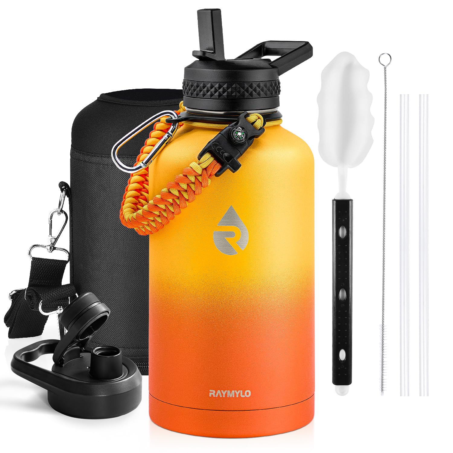 RAYMYLO One Gallon Water Bottle Insulated Triple Walled Vacuum Stainless Steel (Cold for 48 Hrs) Leak Proof & BPA-Free