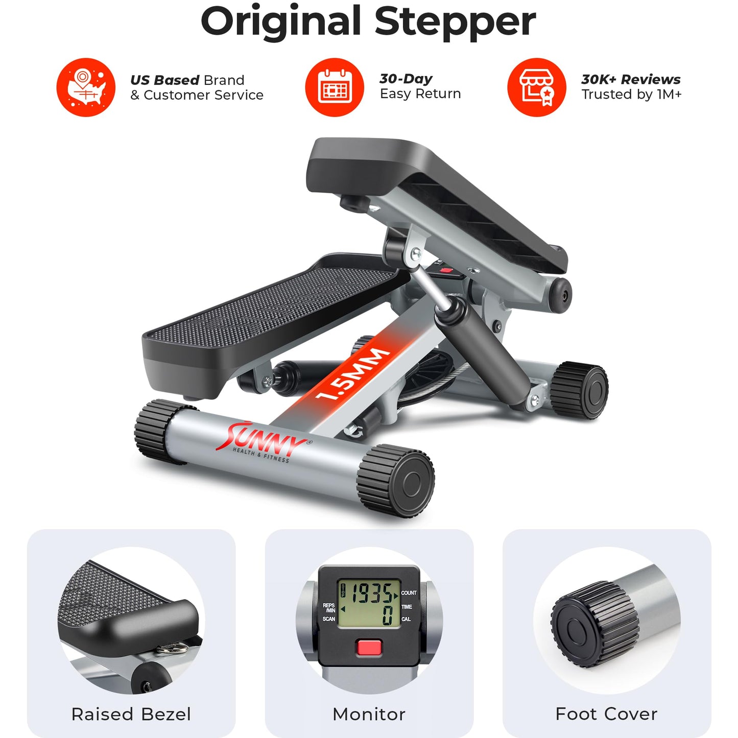 Sunny Health & Fitness Mini Stepper for Exercise at Home