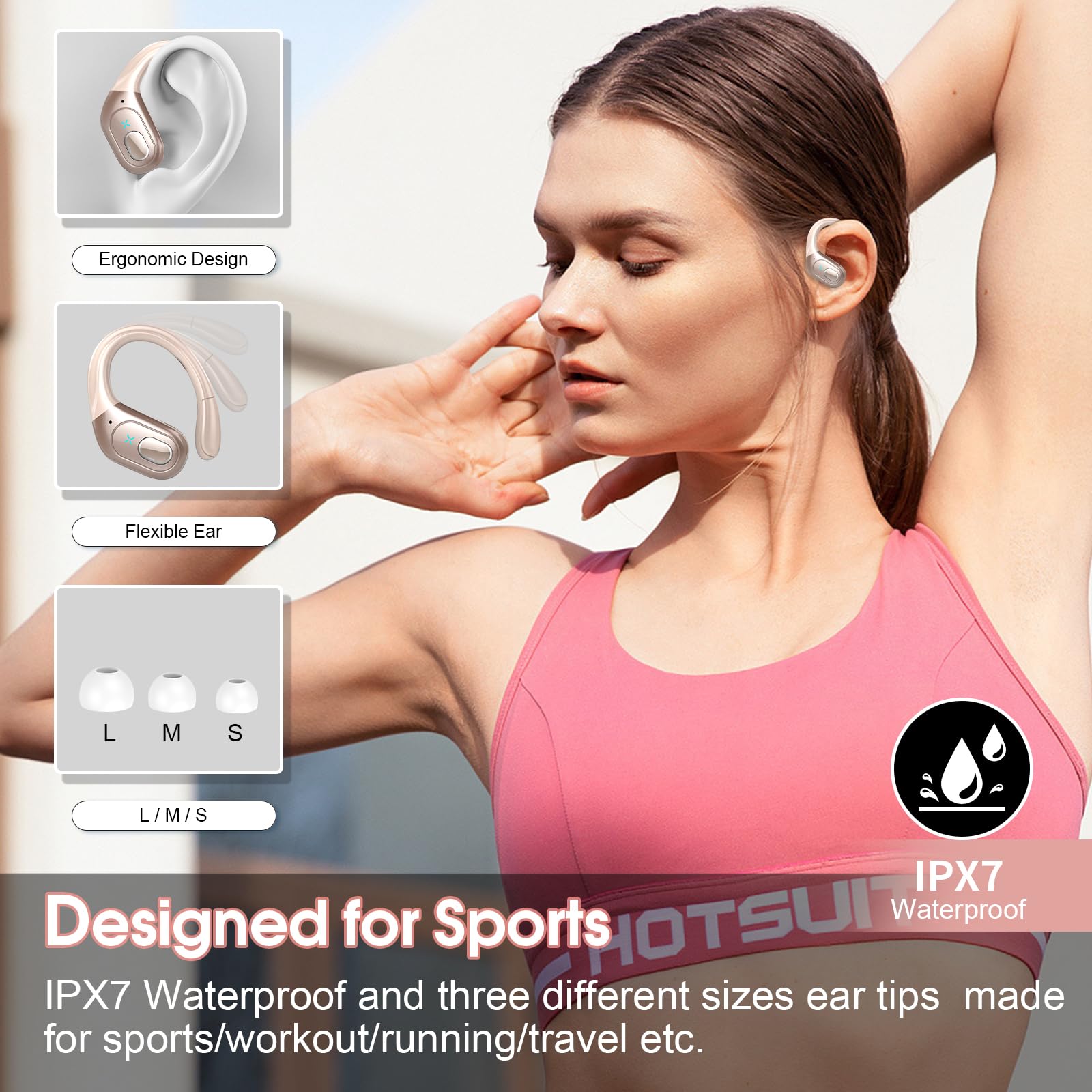 Wireless Earbuds 75hrs Bluetooth 5.4 Headphone Sport - craques