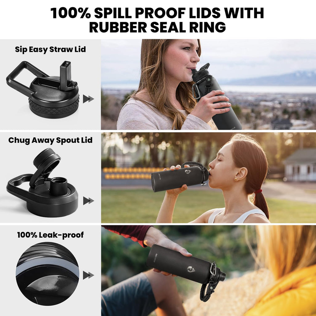 RAYMYLO One Gallon Water Bottle Insulated Triple Walled Vacuum Stainless Steel (Cold for 48 Hrs) Leak Proof & BPA-Free