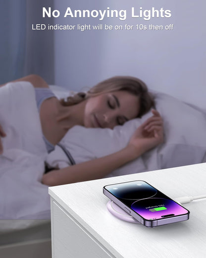 Fast Wireless Charger, NANAMI 15W Max Qi Charging Pad for iPhone 16/15 Pro Max/14 Plus/13/12 Mini/11/XR/XS/X/8
