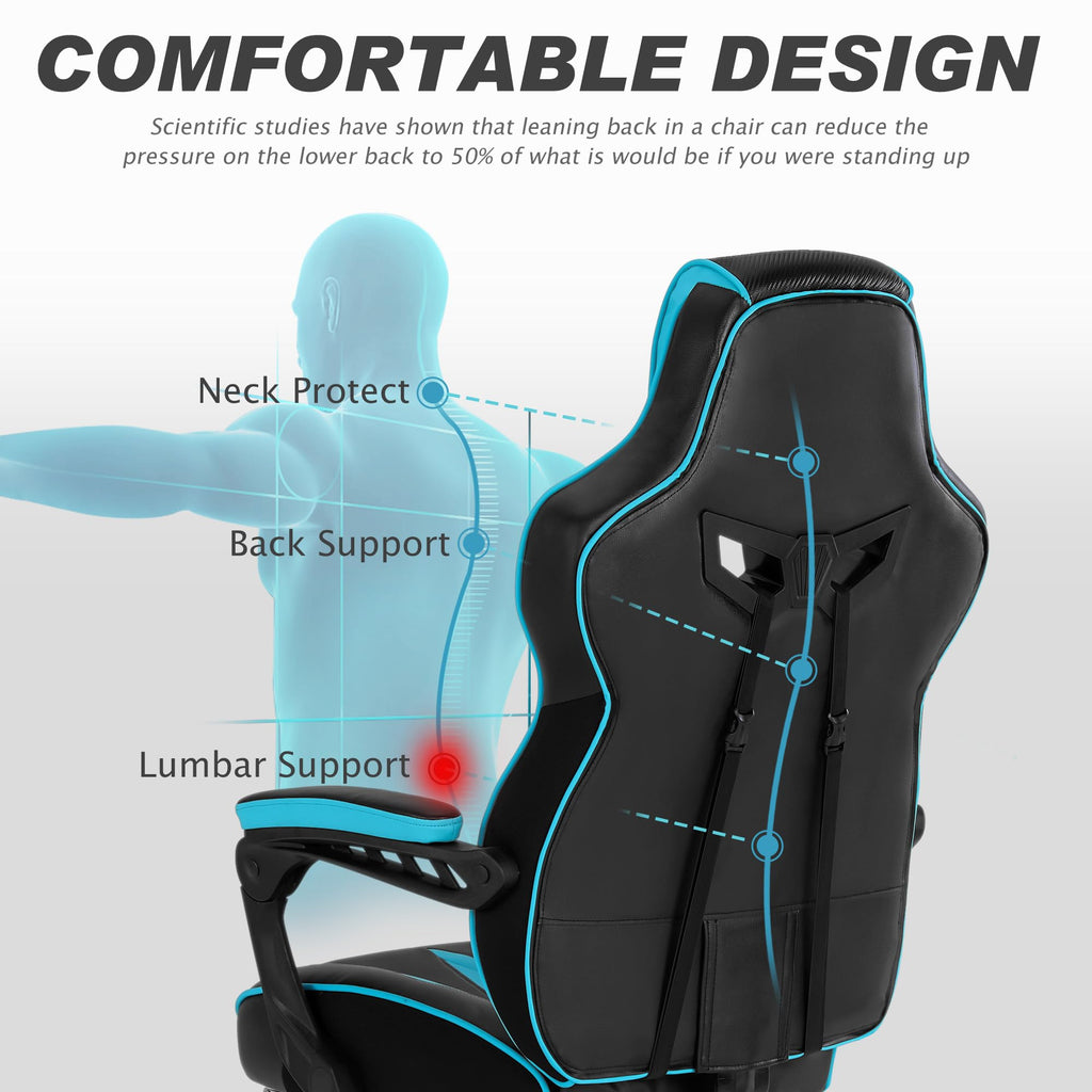 Vonesse Gaming Chair with Footrest by Craques - White & Pink