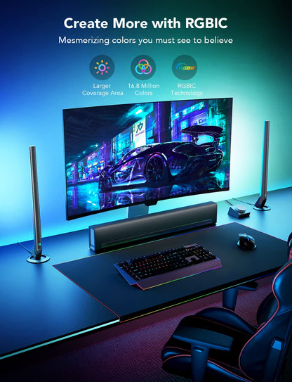 Govee RGBIC Gaming Light Bars H6047 with Smart Controller, Wi-Fi Smart LED Gaming Lights