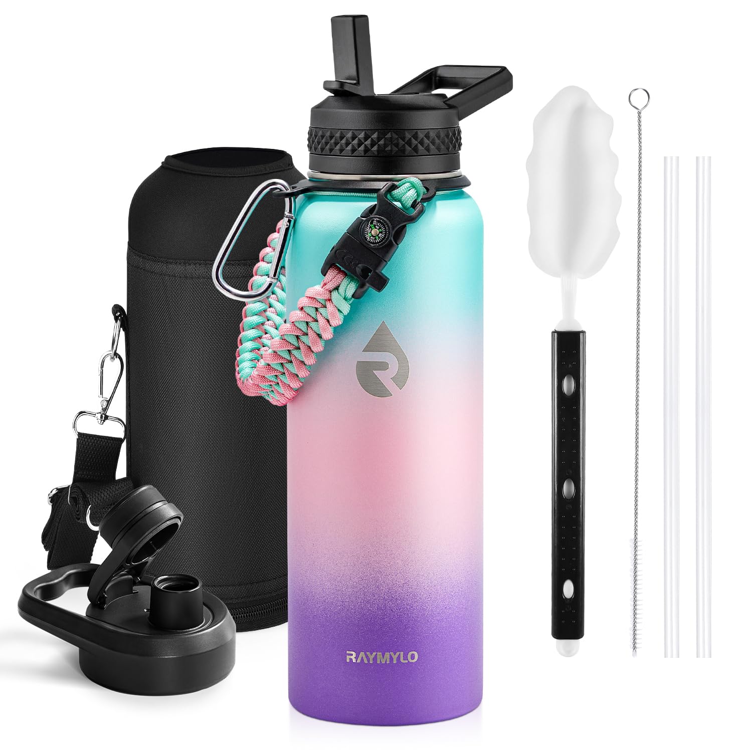 RAYMYLO One Gallon Water Bottle Insulated Triple Walled Vacuum Stainless Steel (Cold for 48 Hrs) Leak Proof & BPA-Free