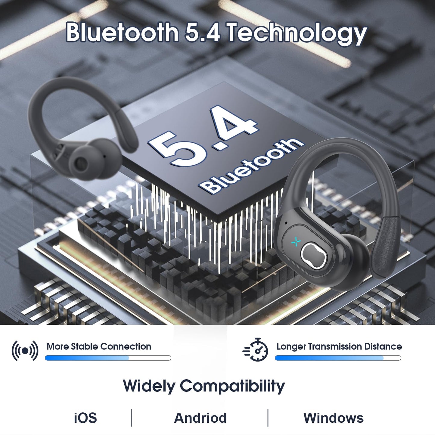 Wireless Earbuds 75hrs Bluetooth 5.4 Headphone Sport