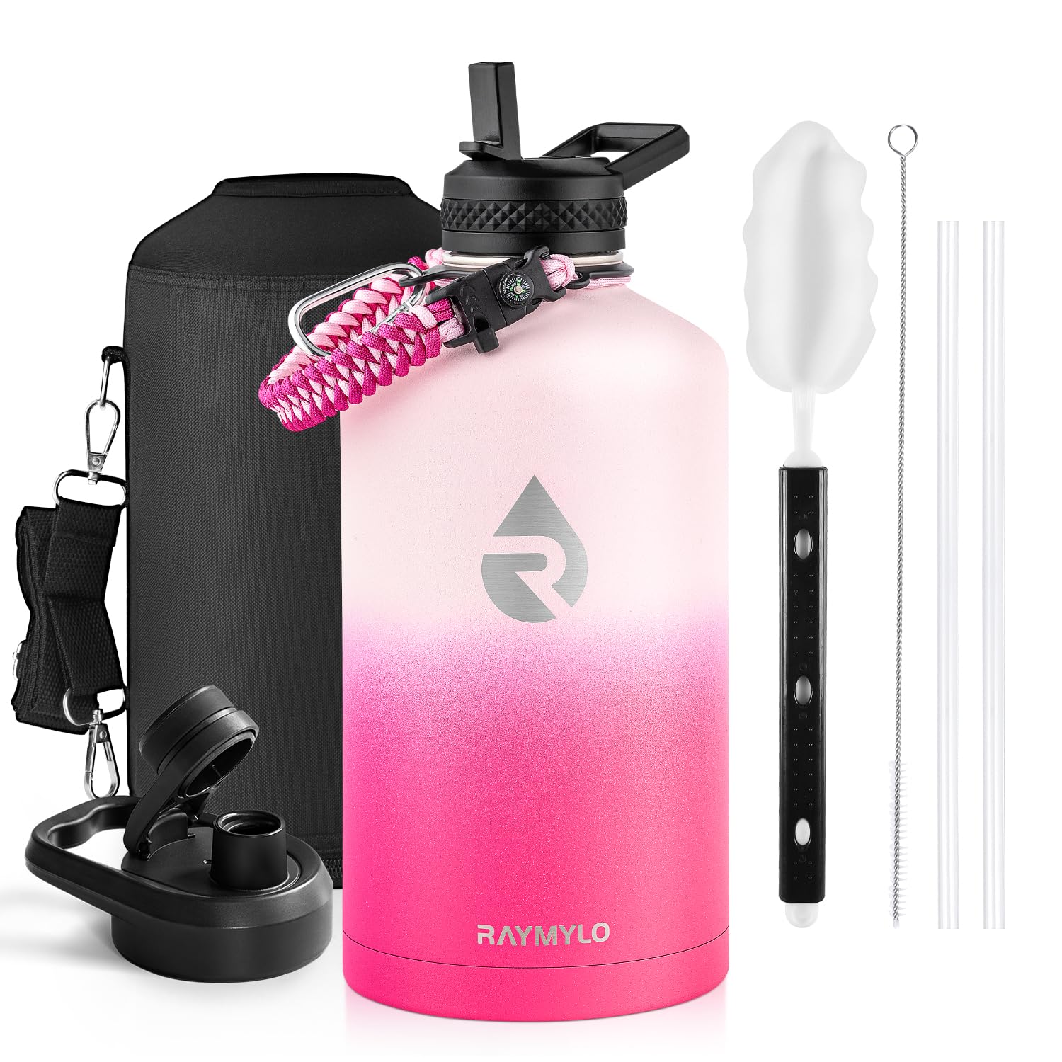 RAYMYLO One Gallon Water Bottle Insulated Triple Walled Vacuum Stainless Steel (Cold for 48 Hrs) Leak Proof & BPA-Free