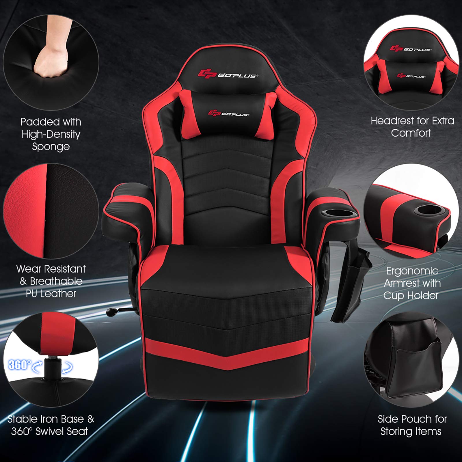 POWERSTONE Gaming Recliner, Adjustable Massage Gaming Chair - craques