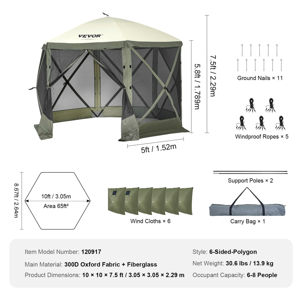 Craques VEVOR Camping Gazebo Tent with Mesh Sides